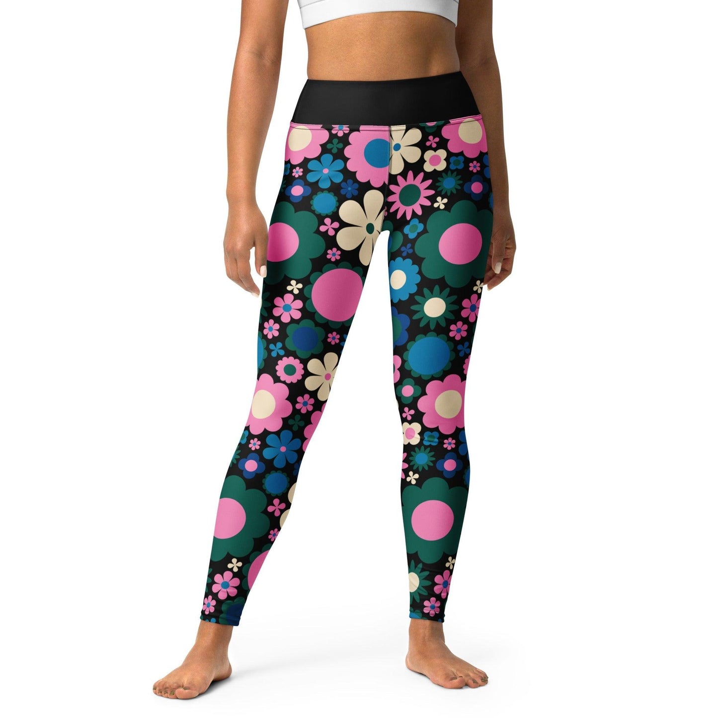 BLOOMPOP blue pink -2- Yoga Leggings | SHALMIAK