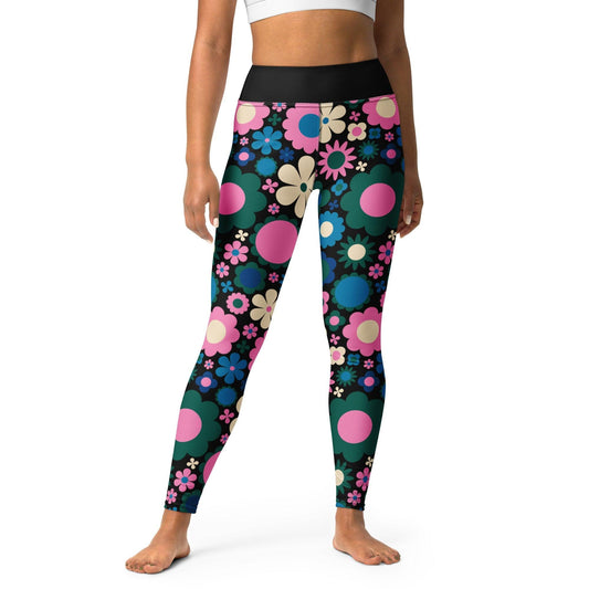 BLOOMPOP blue pink -2- Yoga Leggings | SHALMIAK
