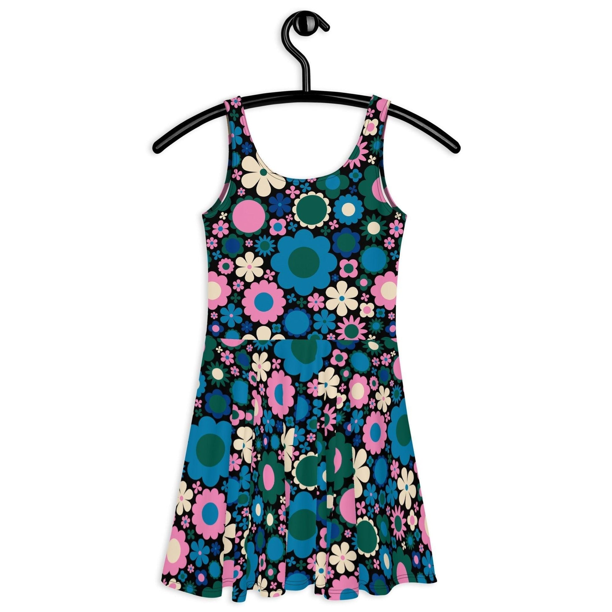 BLOOMPOP blue pink - Skater Dress | SHALMIAK