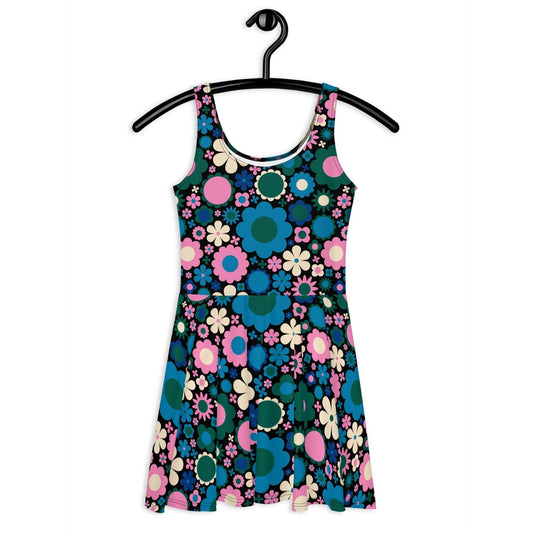 BLOOMPOP blue pink - Skater Dress | SHALMIAK