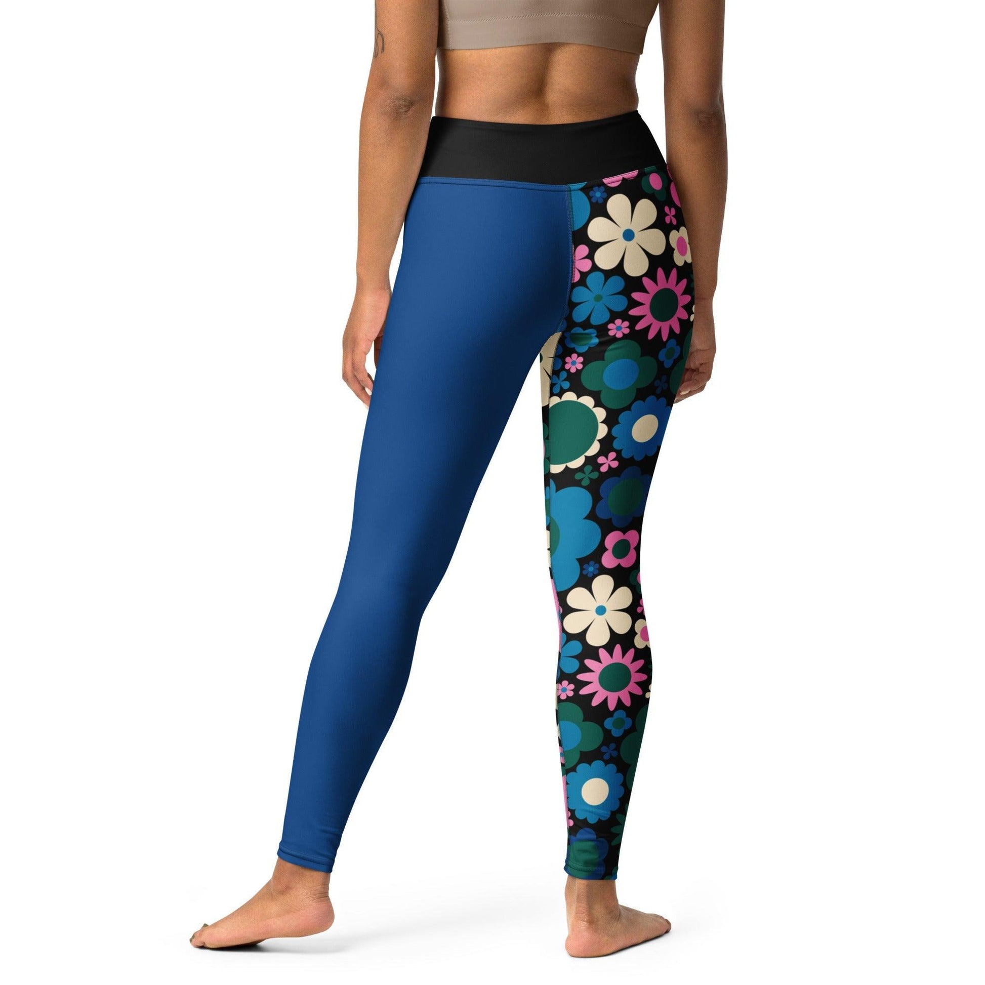 BLOOMPOP blue pink - Yoga Leggings | SHALMIAK