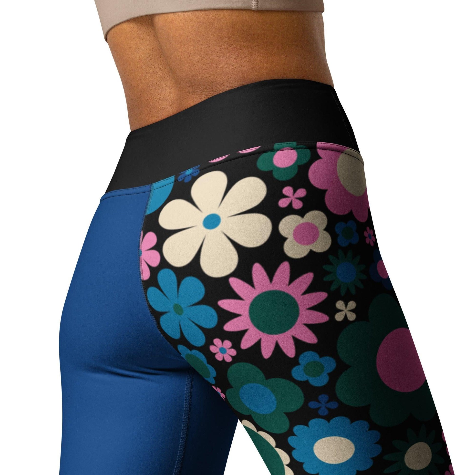 BLOOMPOP blue pink - Yoga Leggings | SHALMIAK