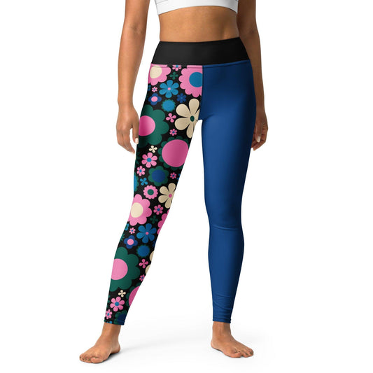 BLOOMPOP blue pink - Yoga Leggings | SHALMIAK