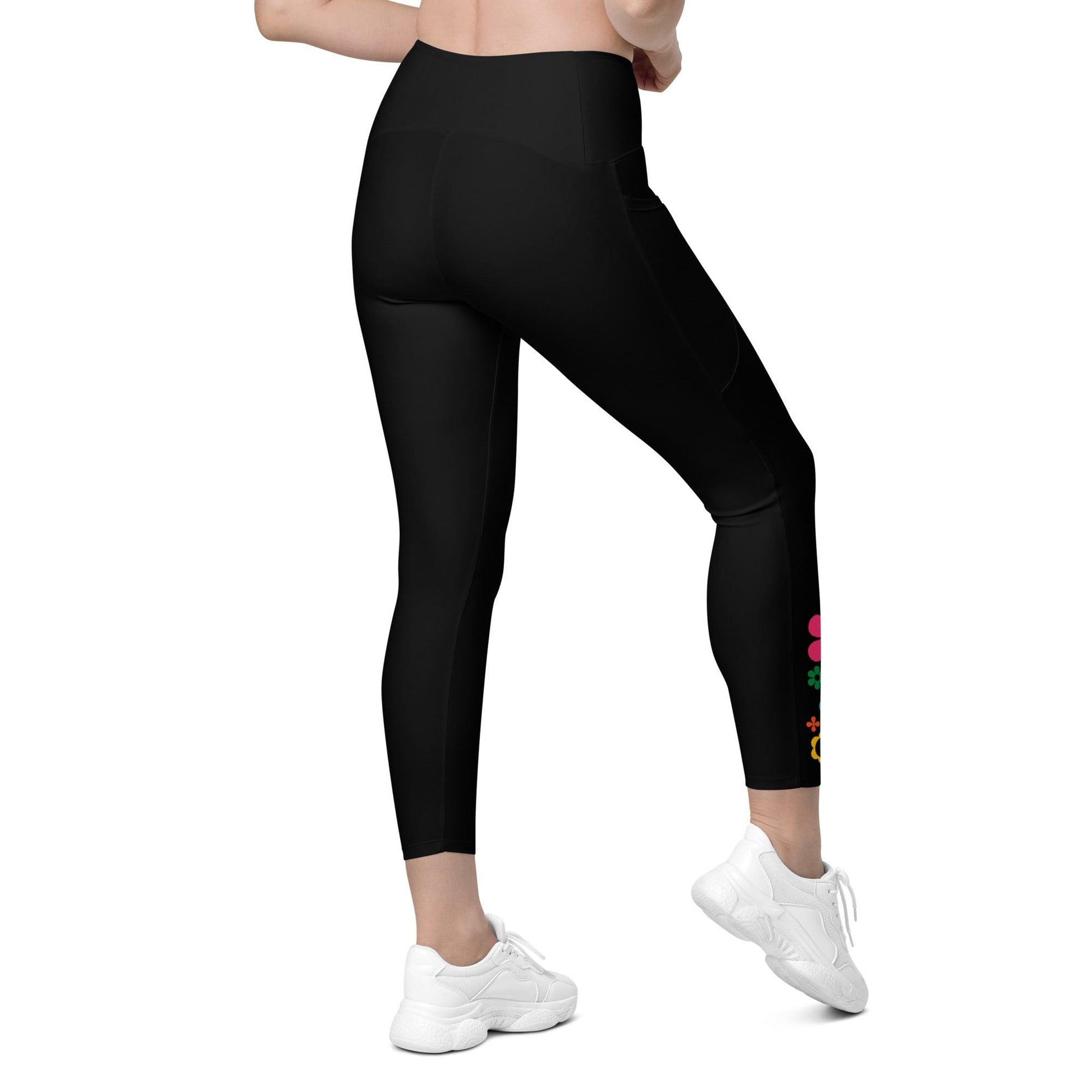 BLOOMPOP happy in black - Leggings With Pockets | SHALMIAK