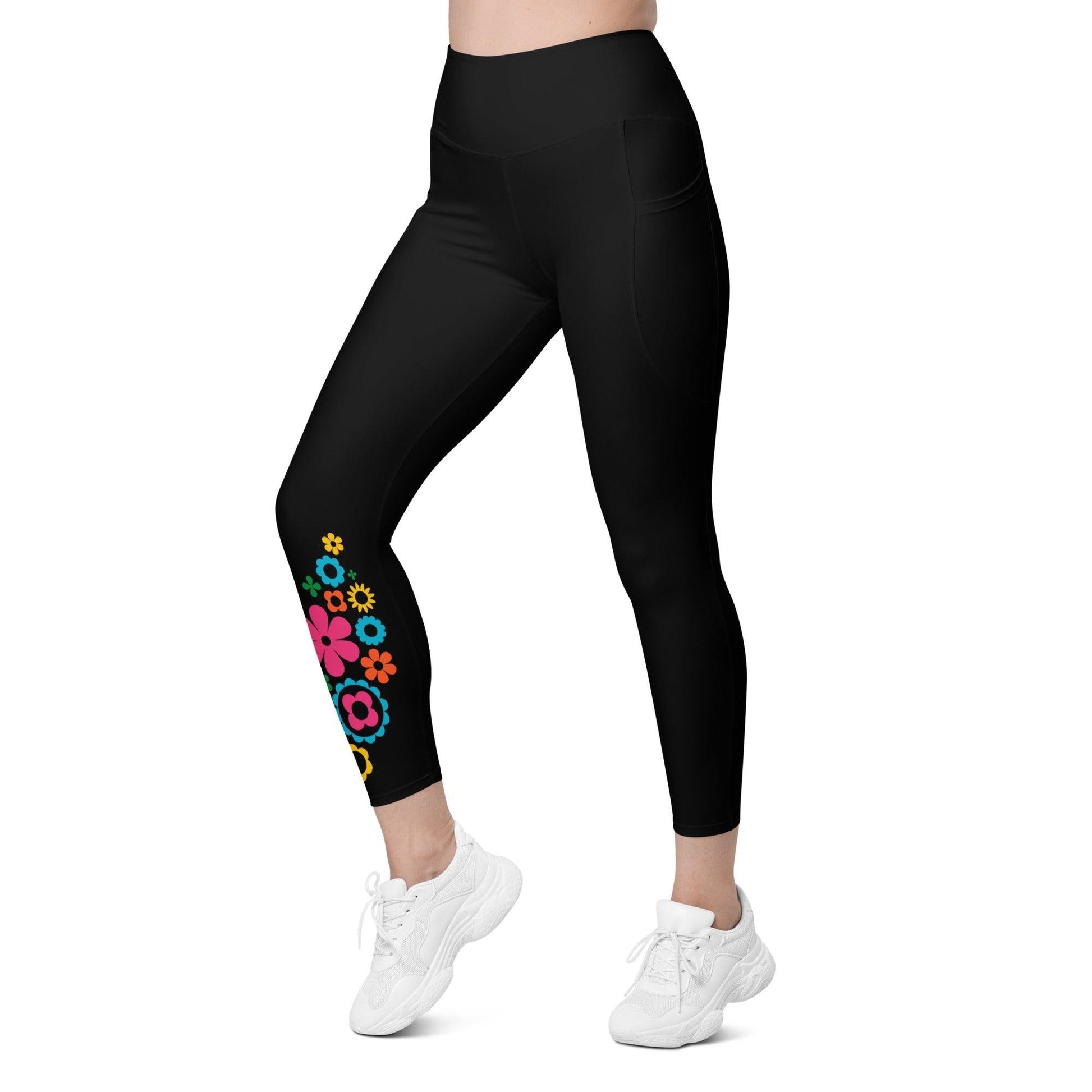 BLOOMPOP happy in black - Leggings With Pockets | SHALMIAK