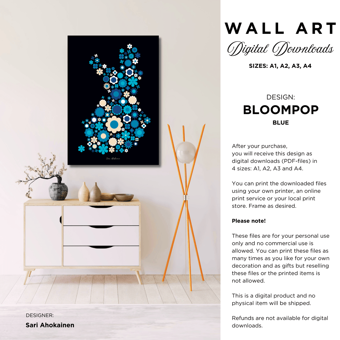 DIGITAL WALL ART - BLOOMPOP blue | SHALMIAK