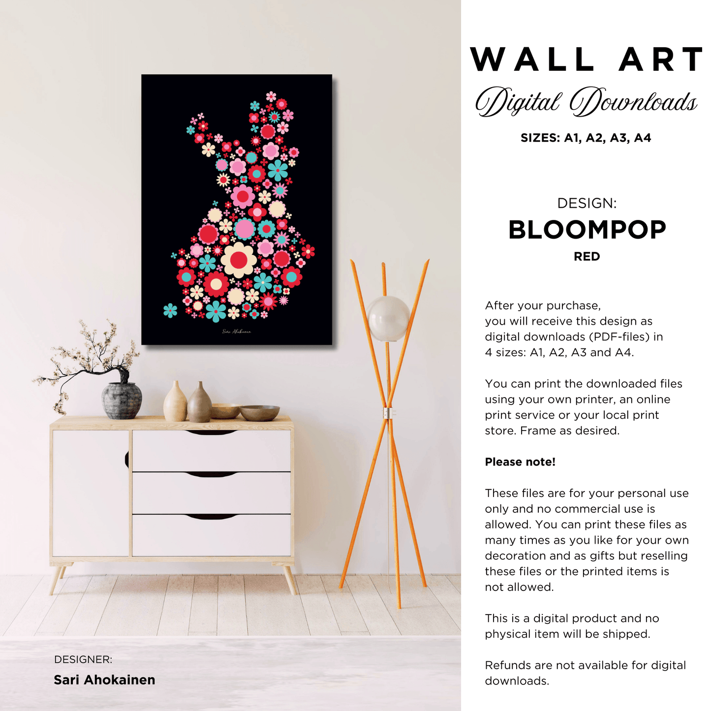 DIGITAL WALL ART - BLOOMPOP red | SHALMIAK