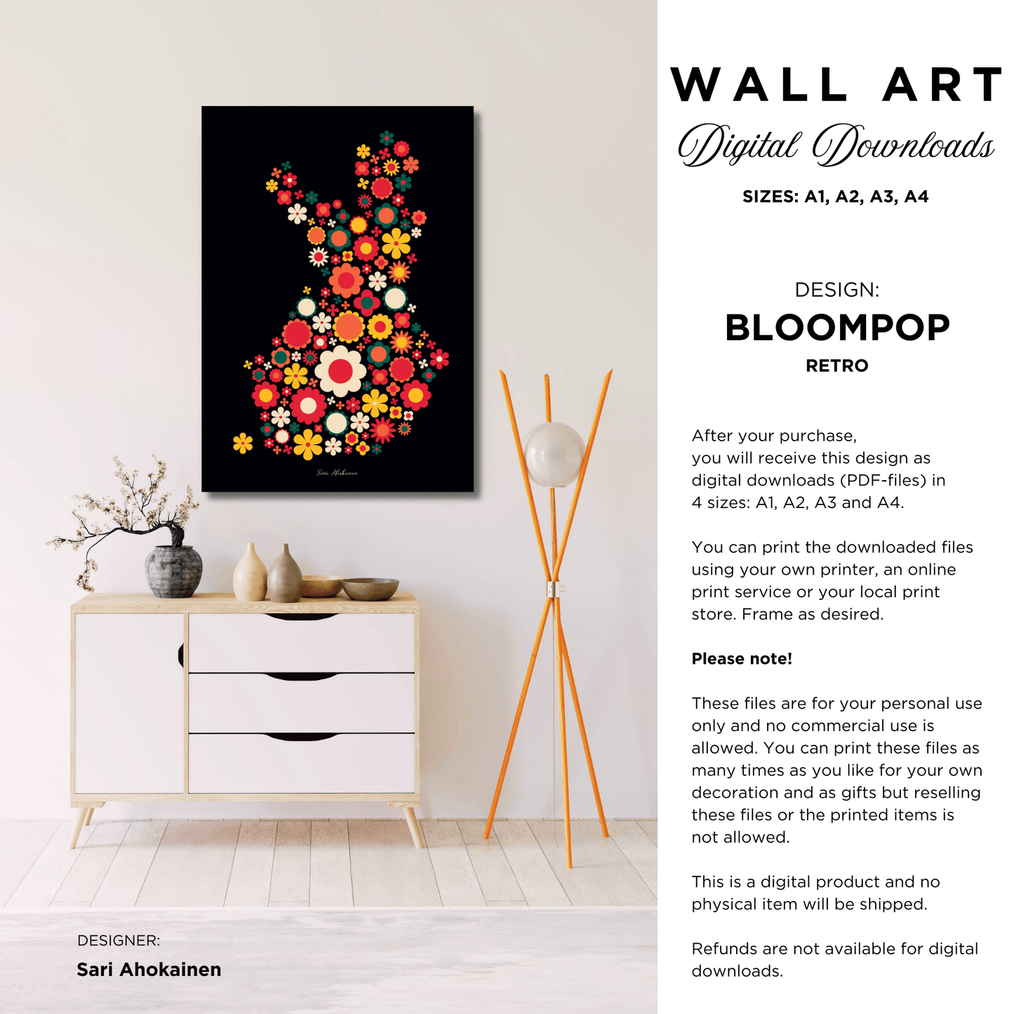 DIGITAL WALL ART - BLOOMPOP retro | SHALMIAK
