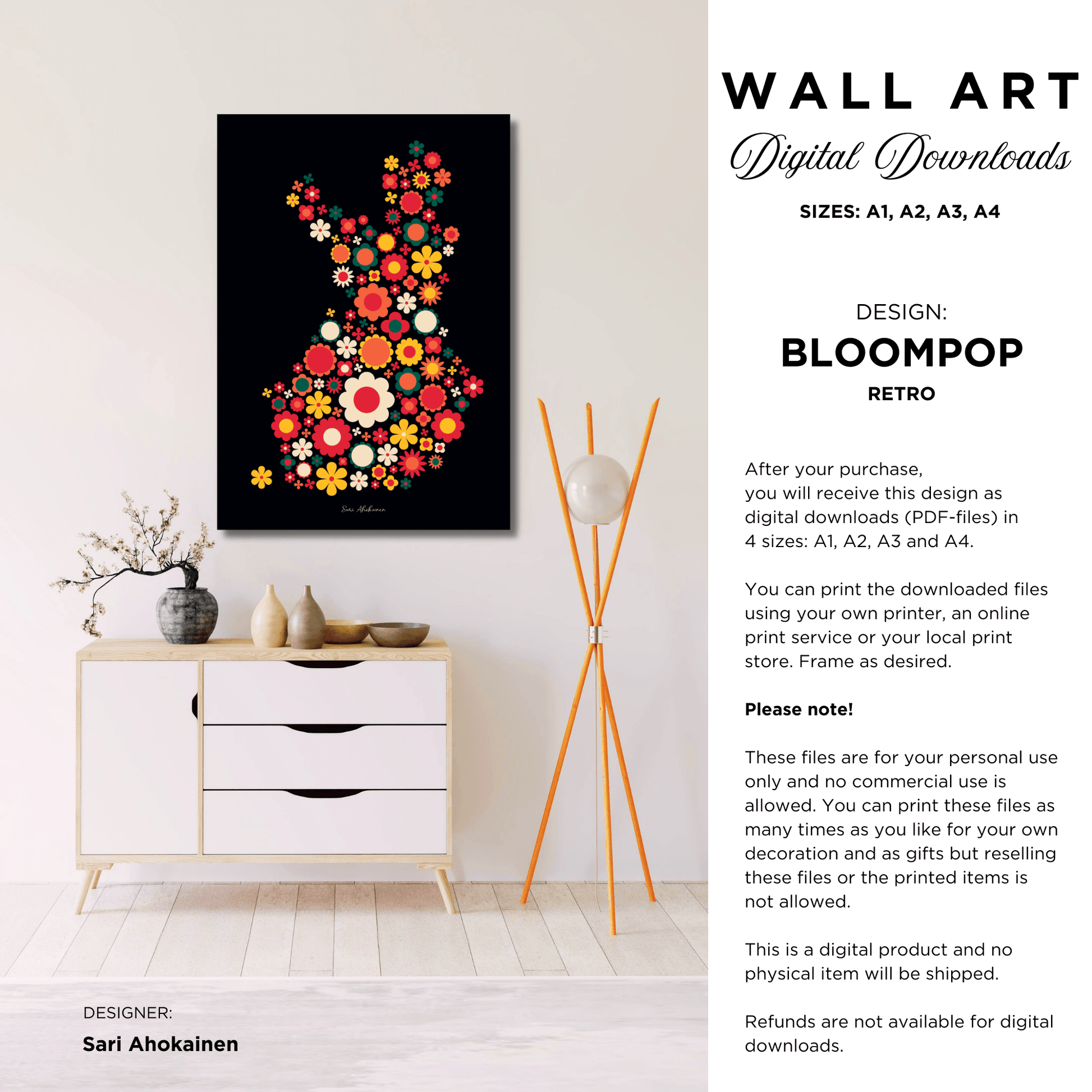 DIGITAL WALL ART - BLOOMPOP retro | SHALMIAK