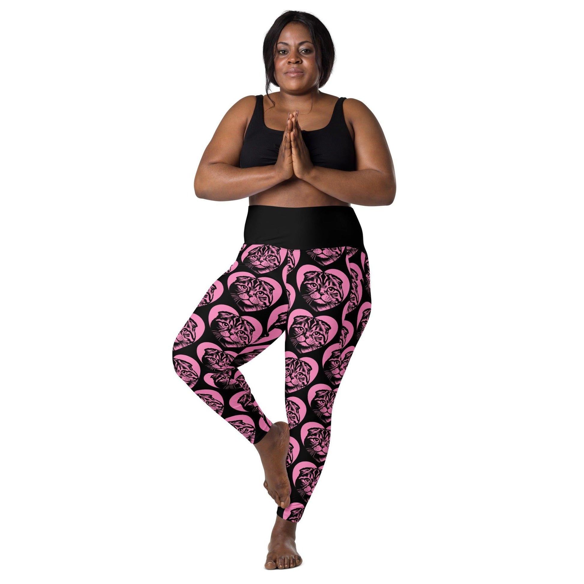 CAT BREED LEGGINGS with pockets - SCOTTISH FOLD - HERTTAHOUND - pink | SHALMIAK