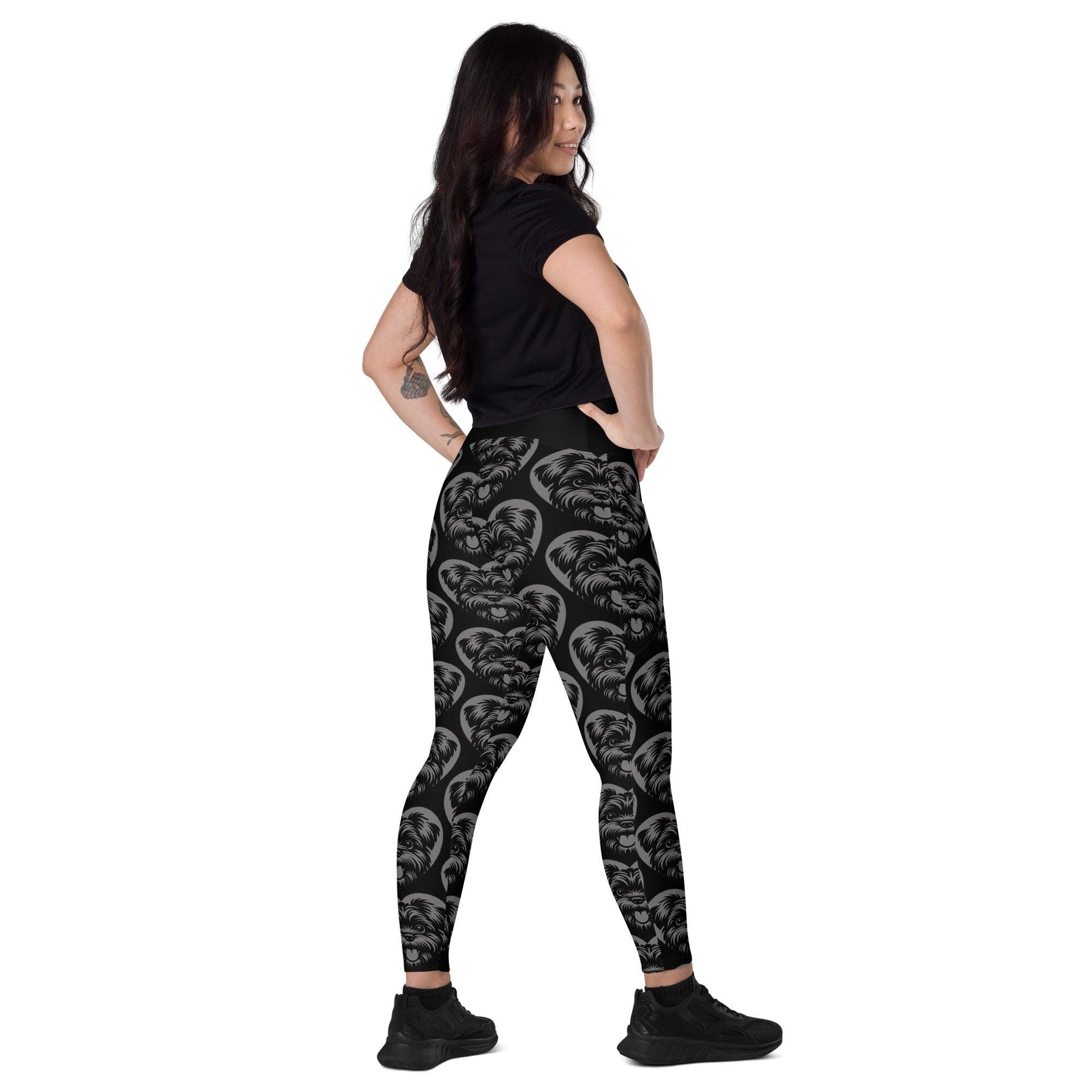 DOG BREED LEGGINGS with pockets - AFFENPINSCHER - HERTTAHOUND - grey | SHALMIAK