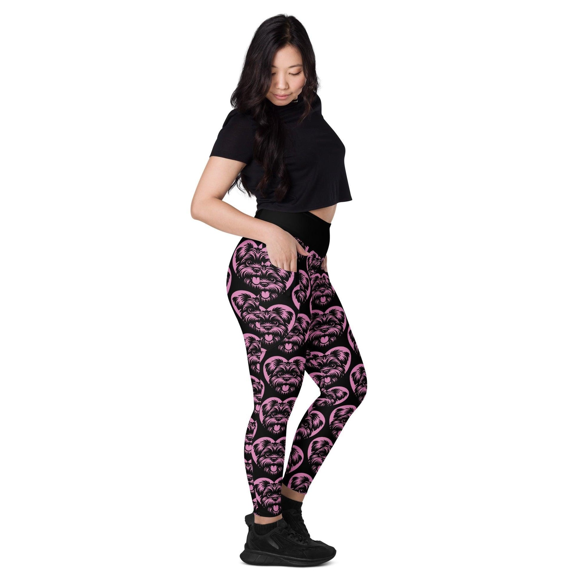 DOG BREED LEGGINGS with pockets - AFFENPINSCHER - HERTTAHOUND - pink | SHALMIAK