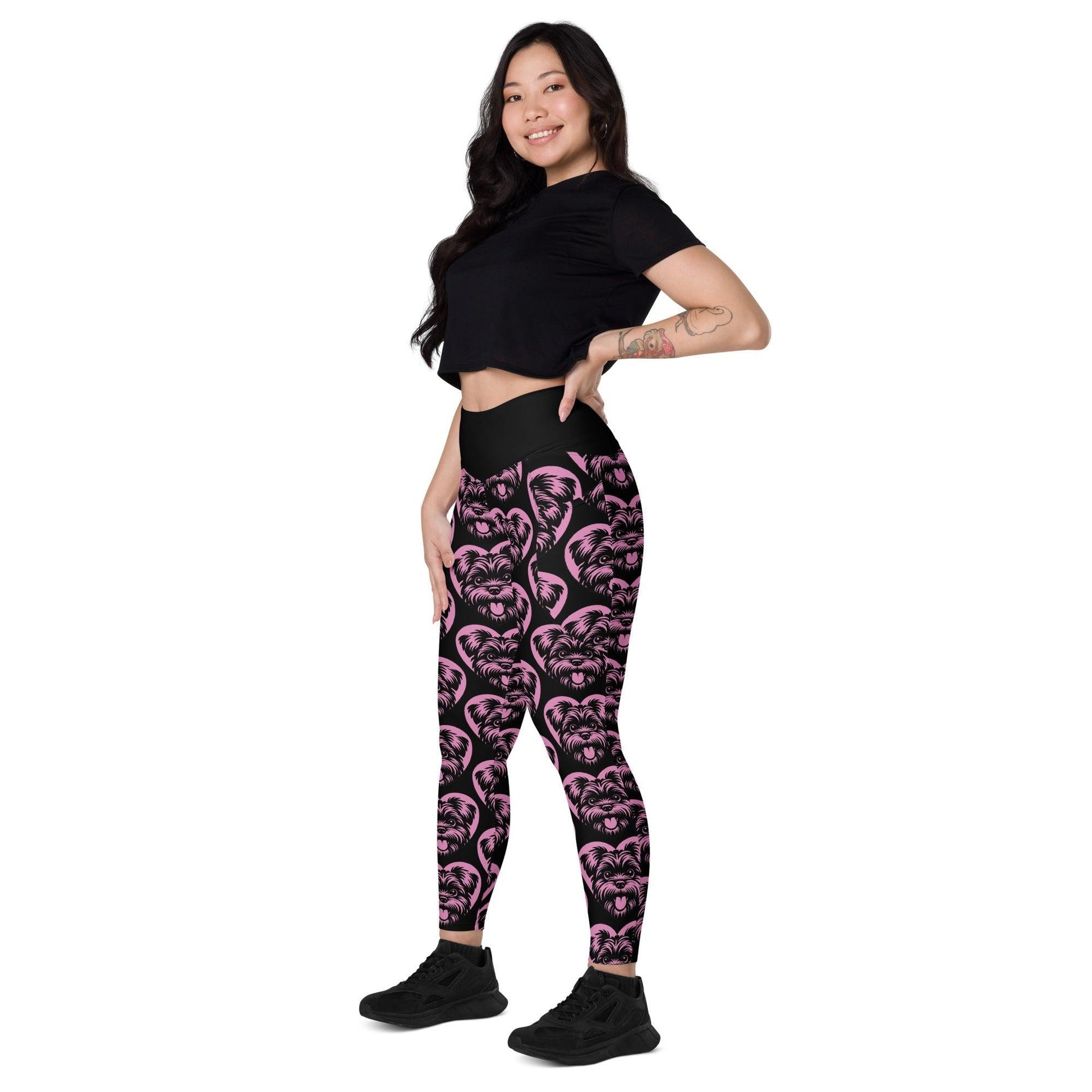 DOG BREED LEGGINGS with pockets - AFFENPINSCHER - HERTTAHOUND - pink | SHALMIAK