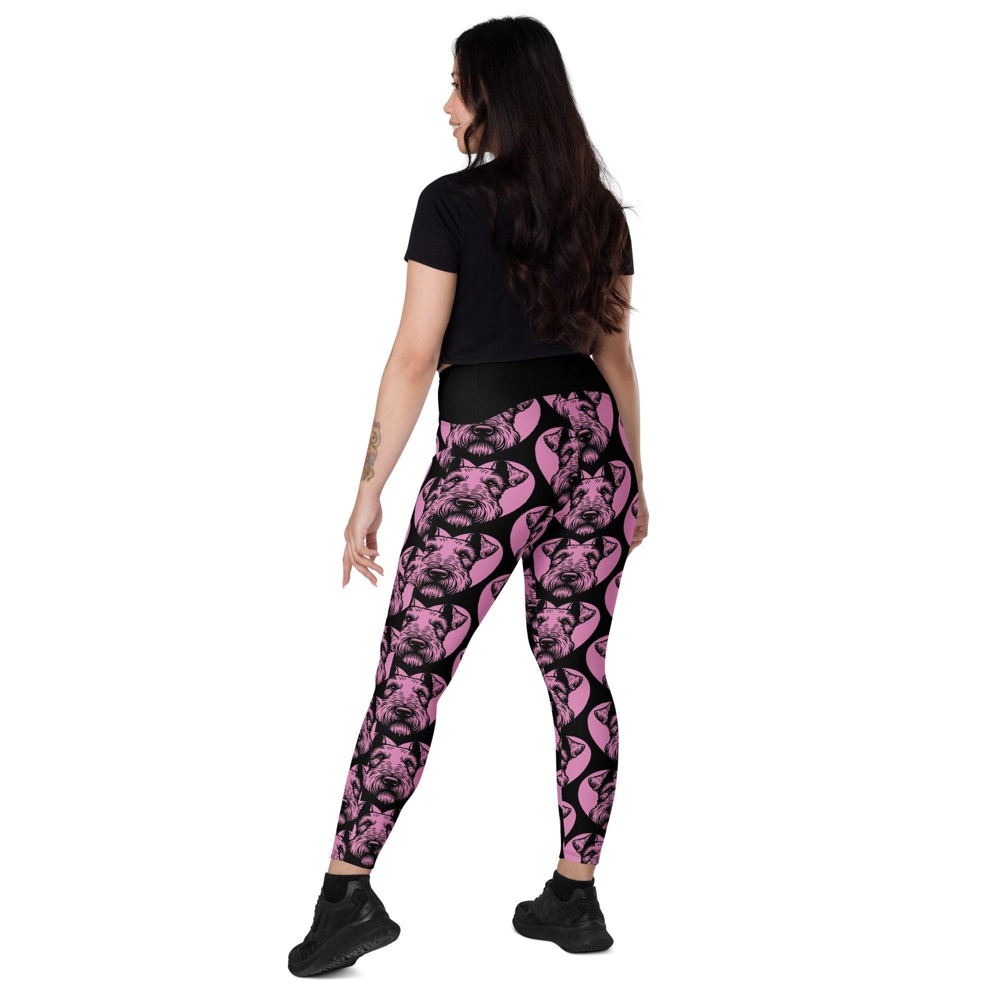 DOG BREED LEGGINGS with pockets - AIREDALE TERRIER - HERTTAHOUND - pink | SHALMIAK