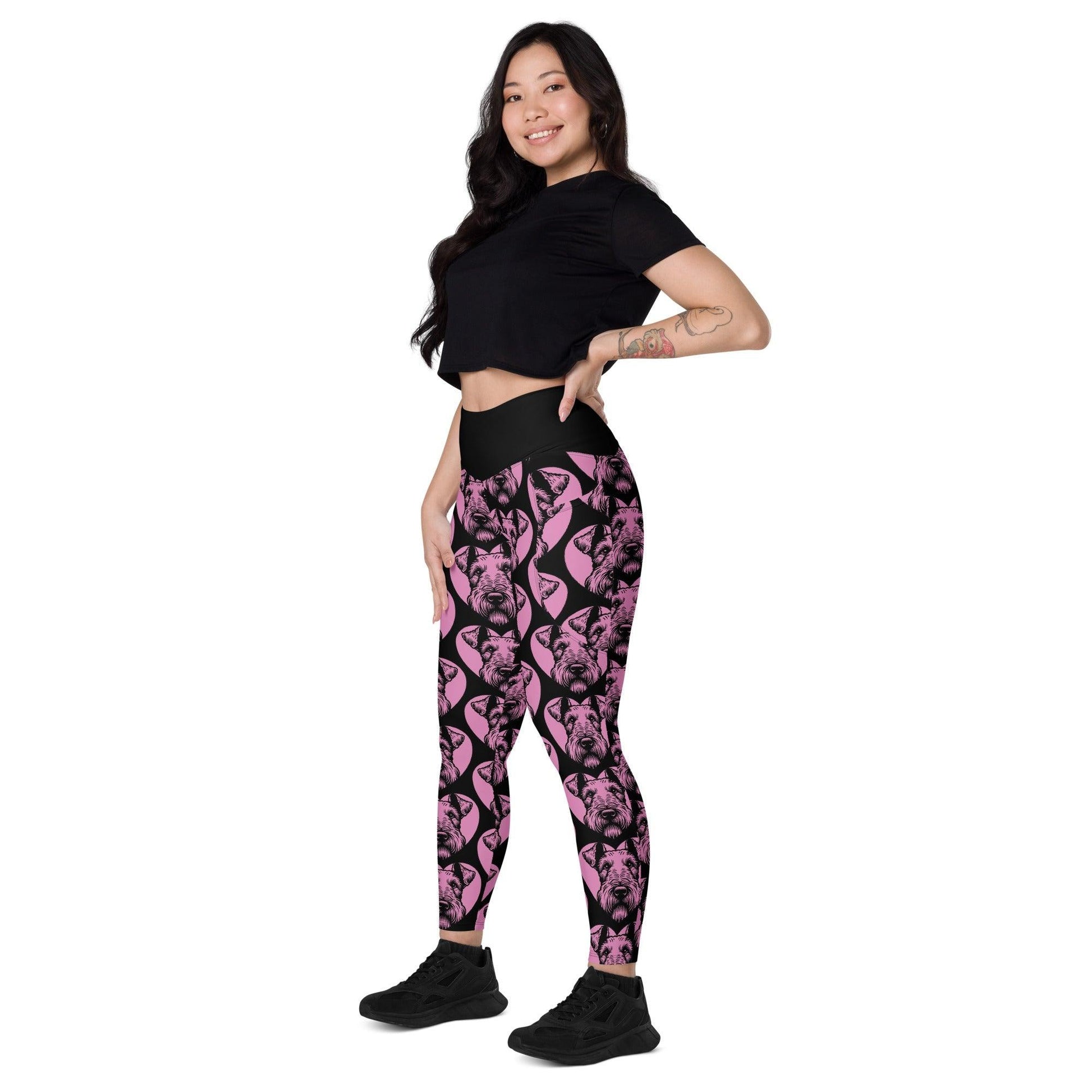 DOG BREED LEGGINGS with pockets - AIREDALE TERRIER - HERTTAHOUND - pink | SHALMIAK