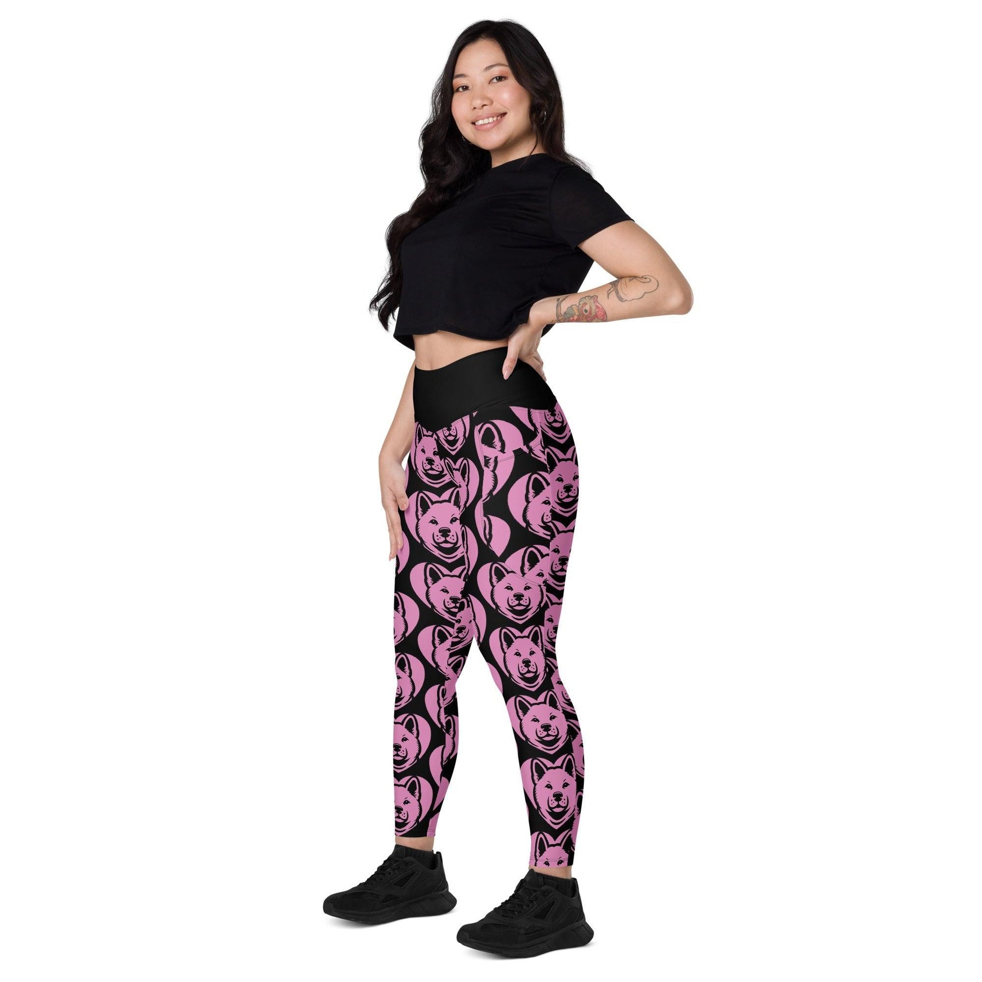 DOG BREED LEGGINGS with pockets - AKITA - HERTTAHOUND - pink | SHALMIAK