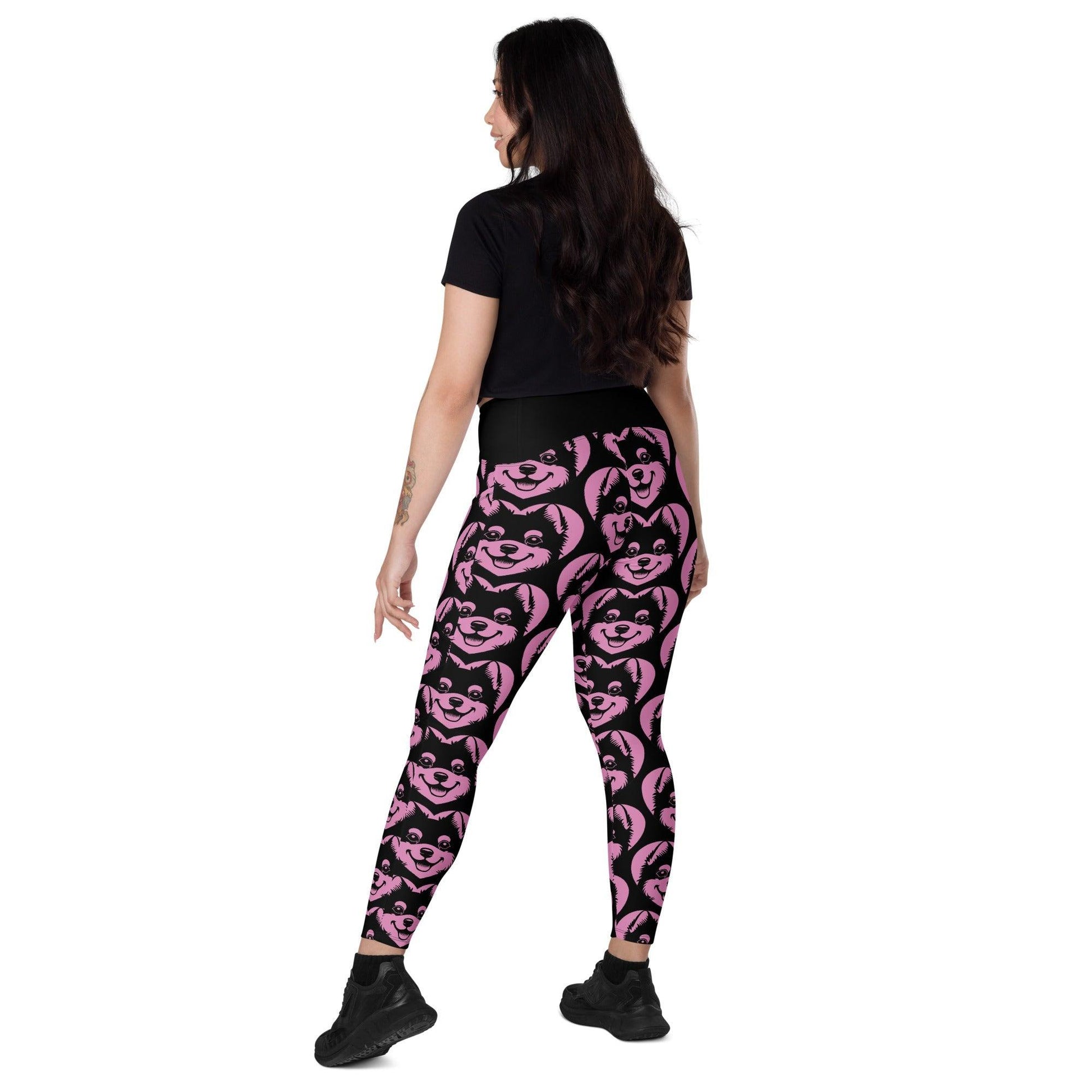 DOG BREED LEGGINGS with pockets - ALASKAN KLEE KAI - HERTTAHOUND - pink | SHALMIAK