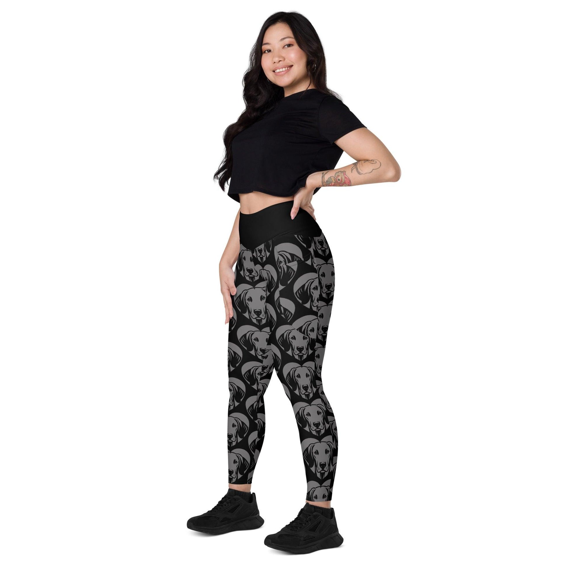 DOG BREED LEGGINGS with pockets - AMERICAN FOXHOUND - HERTTAHOUND - grey | SHALMIAK