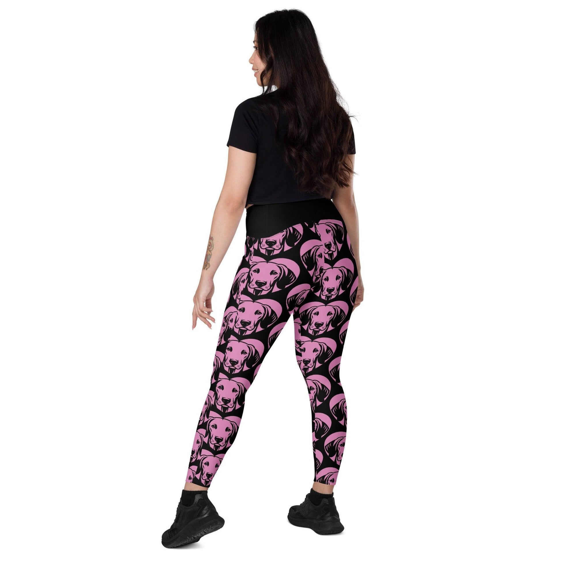 DOG BREED LEGGINGS with pockets - AMERICAN FOXHOUND - HERTTAHOUND - pink | SHALMIAK