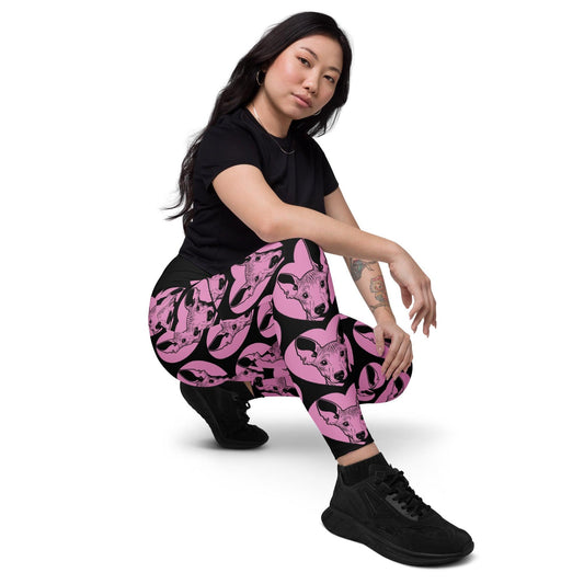 DOG BREED LEGGINGS with pockets - AMERICAN HAIRLESS TERRIER - HERTTAHOUND - pink | SHALMIAK