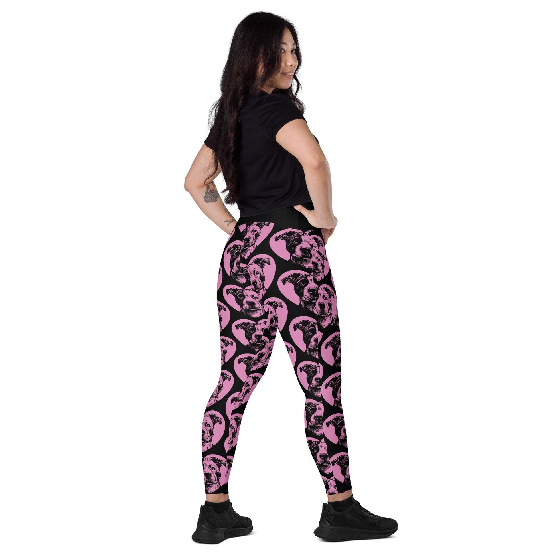 DOG BREED LEGGINGS with pockets - AMERICAN STAFFORDSHIRE TERRIER - HERTTAHOUND - pink | SHALMIAK