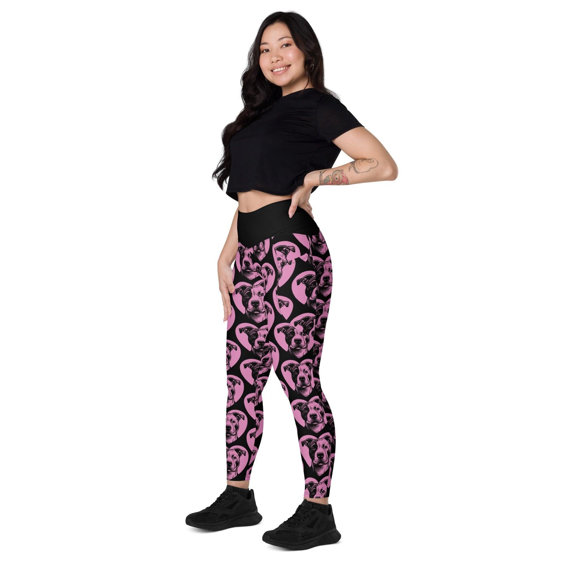 DOG BREED LEGGINGS with pockets - AMERICAN STAFFORDSHIRE TERRIER - HERTTAHOUND - pink | SHALMIAK
