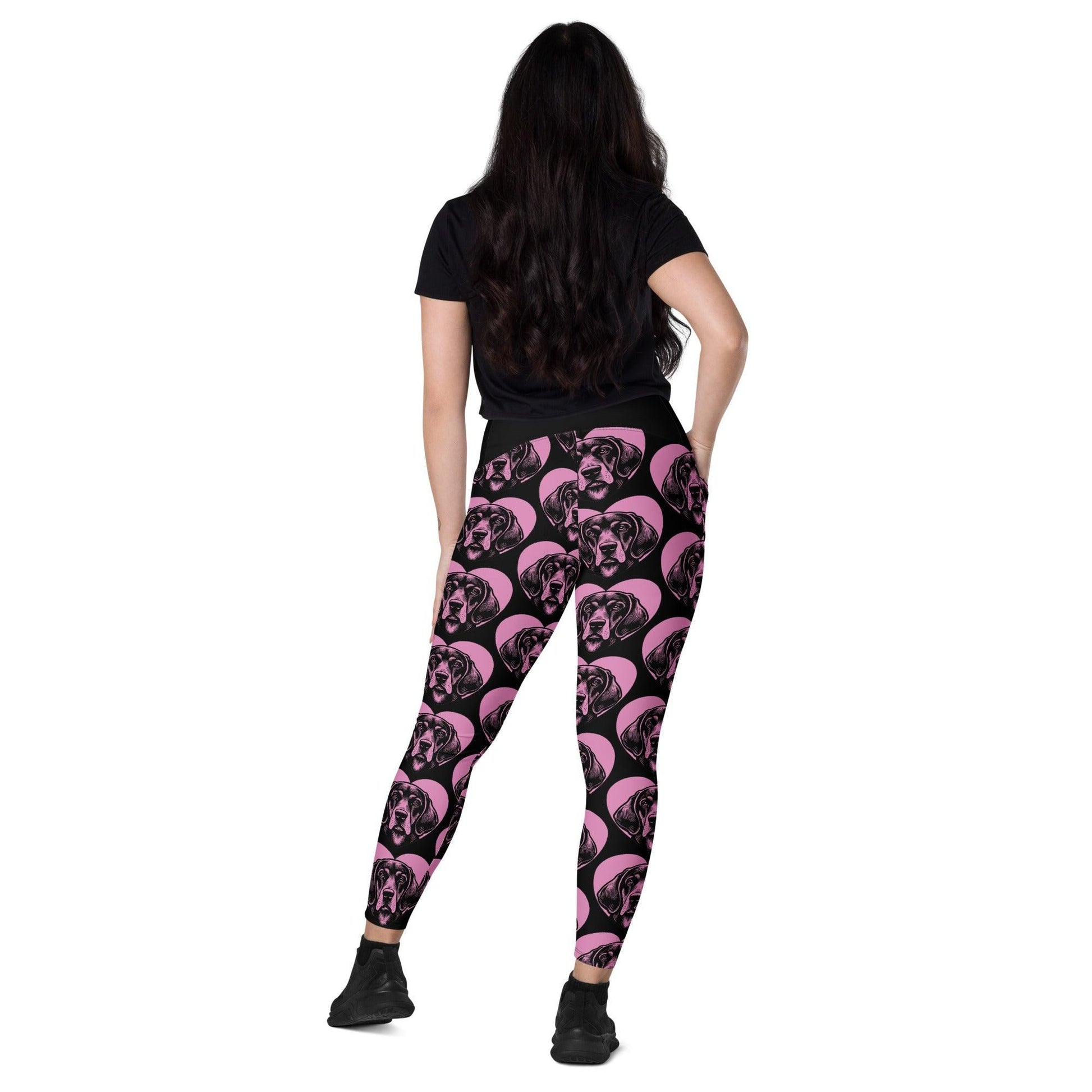 DOG BREED LEGGINGS with pockets - BLUETICK COONHOUND - HERTTAHOUND - pink | SHALMIAK