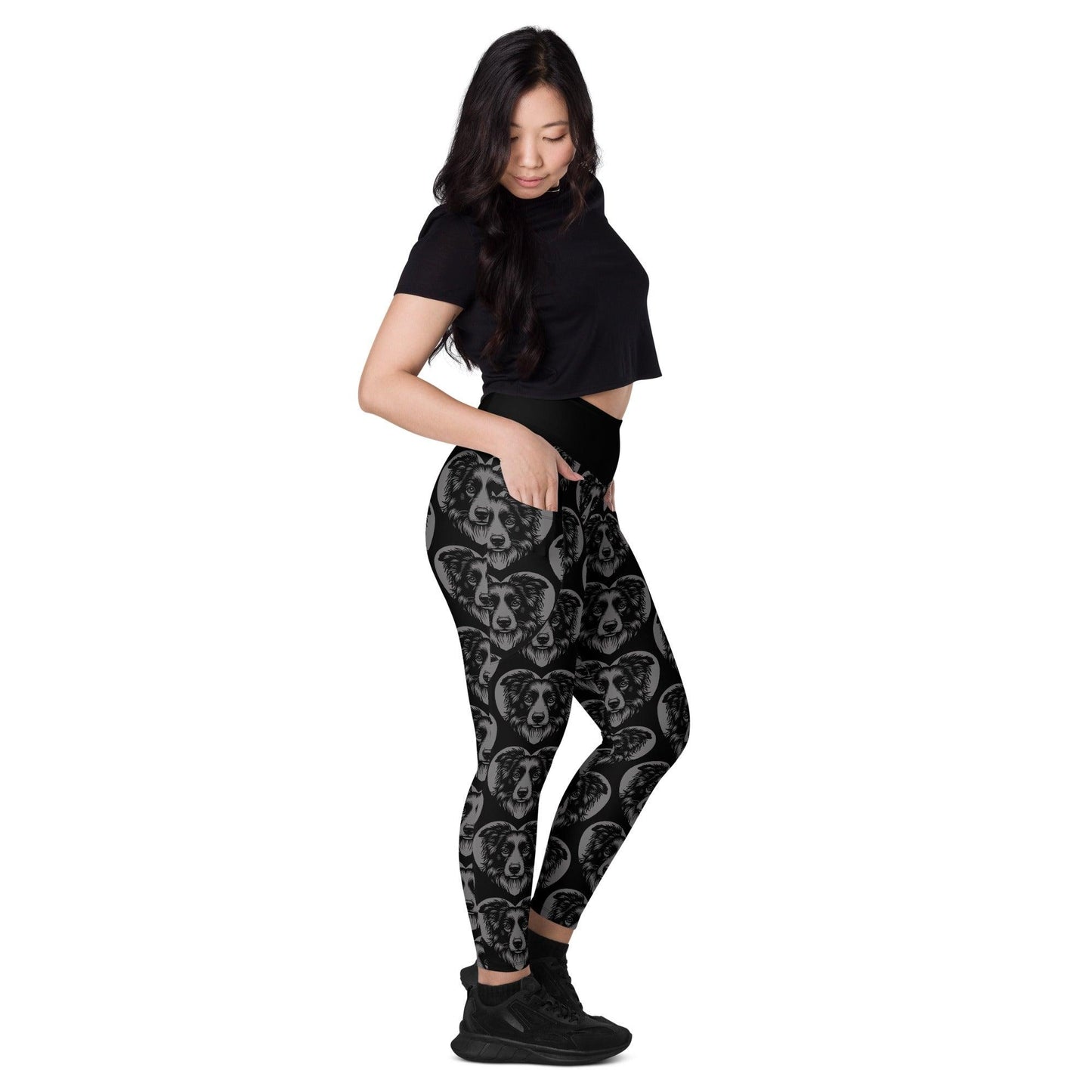 DOG BREED LEGGINGS with pockets - BORDER COLLIE - HERTTAHOUND - grey | SHALMIAK