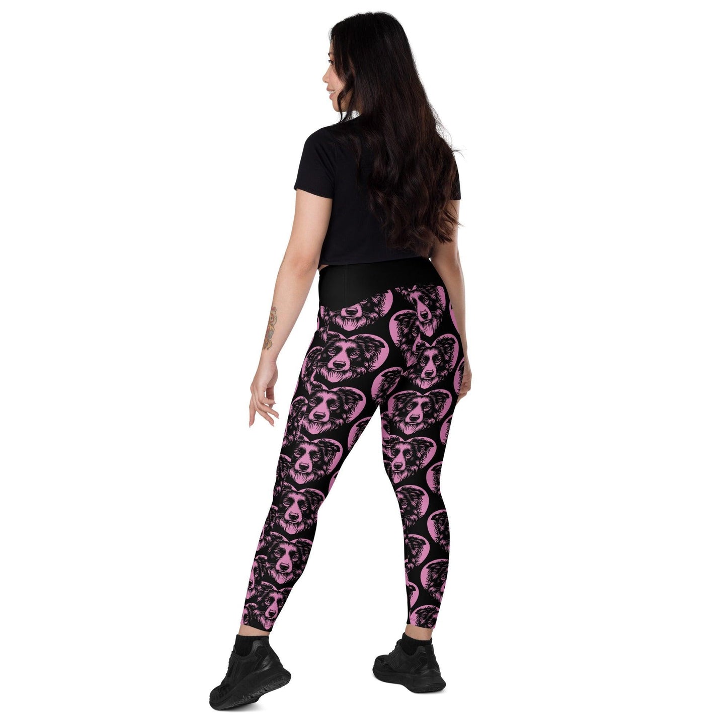 DOG BREED LEGGINGS with pockets - BORDER COLLIE - HERTTAHOUND - pink | SHALMIAK