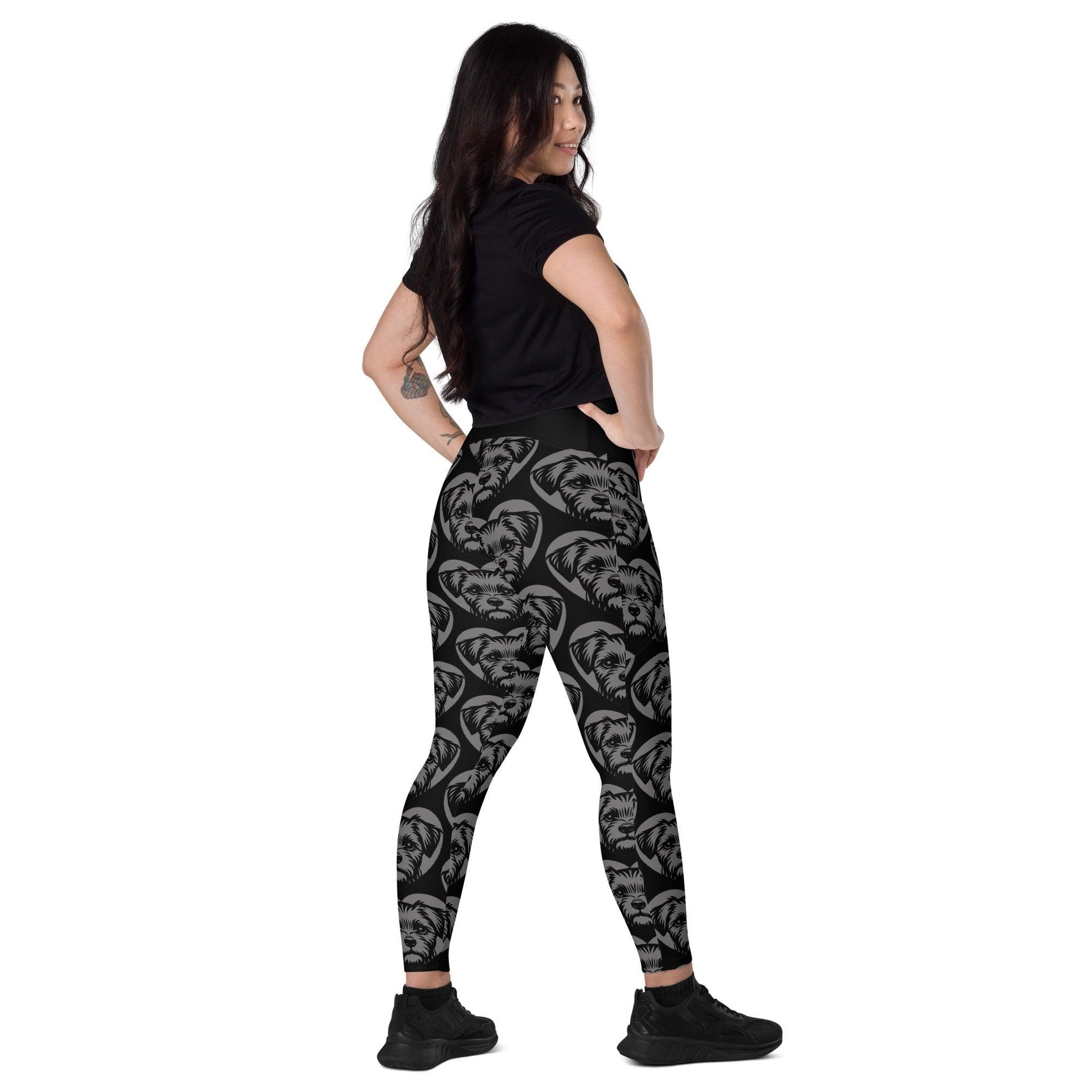 DOG BREED LEGGINGS with pockets - BORDER TERRIER - HERTTAHOUND - grey | SHALMIAK
