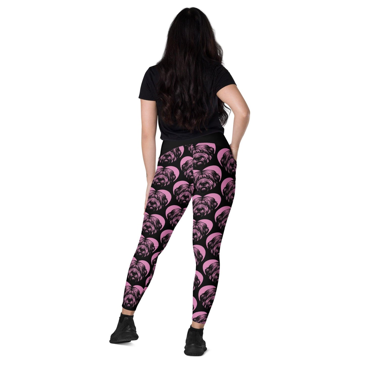 DOG BREED LEGGINGS with pockets - BRIARD - HERTTAHOUND - pink | SHALMIAK