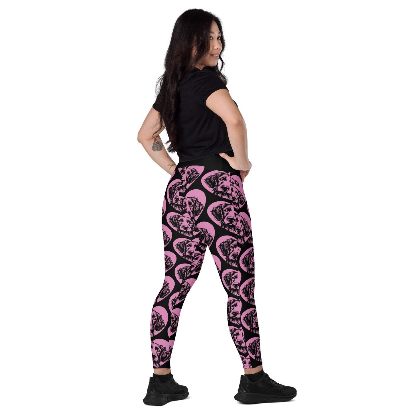 DOG BREED LEGGINGS with pockets - BRITTANY SPANIEL - HERTTAHOUND - pink | SHALMIAK