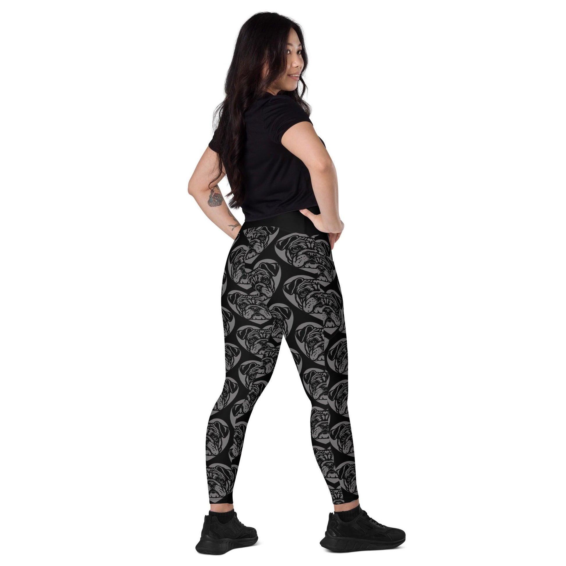 DOG BREED LEGGINGS with pockets - BULLDOG CONTINENTAL - HERTTAHOUND - grey | SHALMIAK