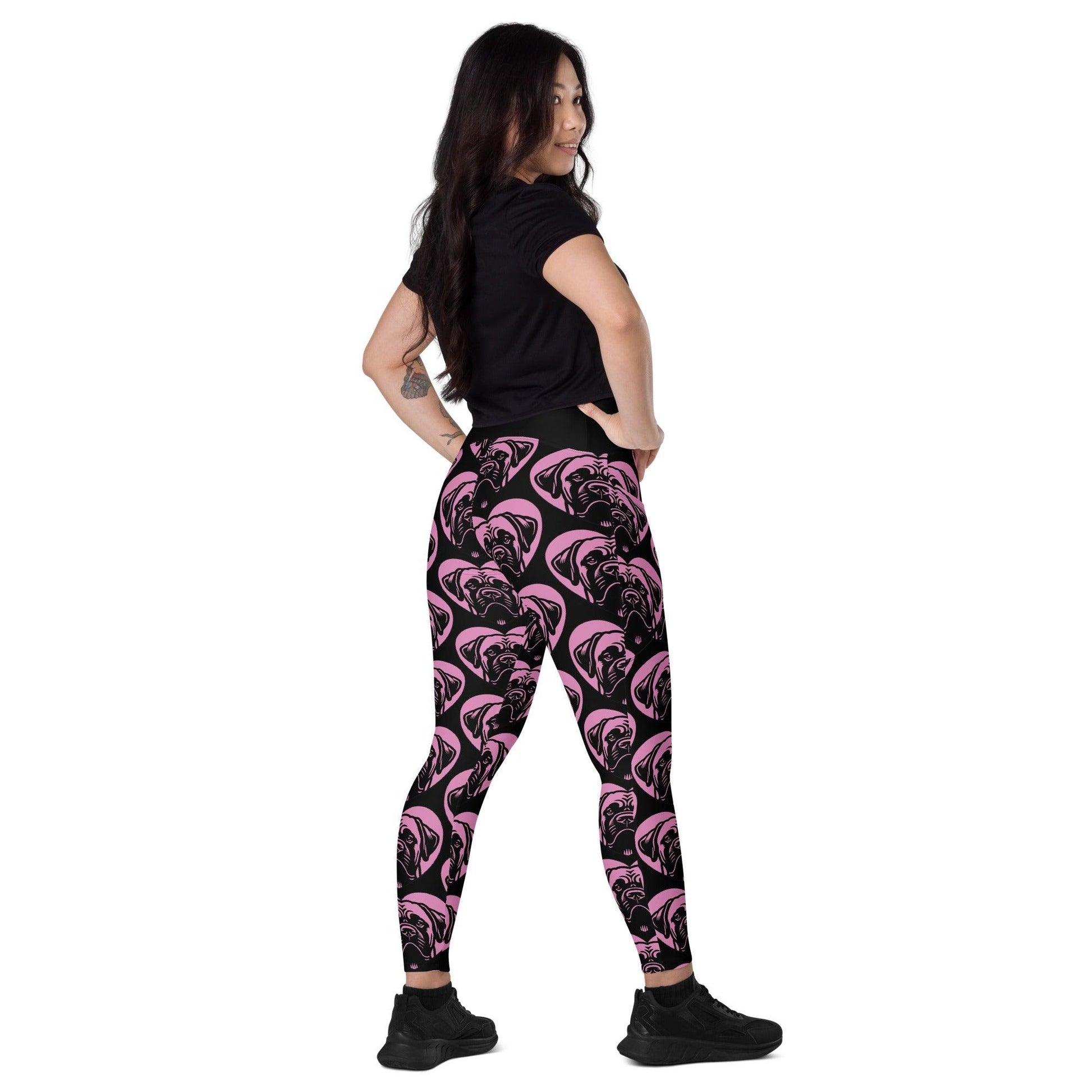 DOG BREED LEGGINGS with pockets - BULLMASTIFF - HERTTAHOUND - pink | SHALMIAK