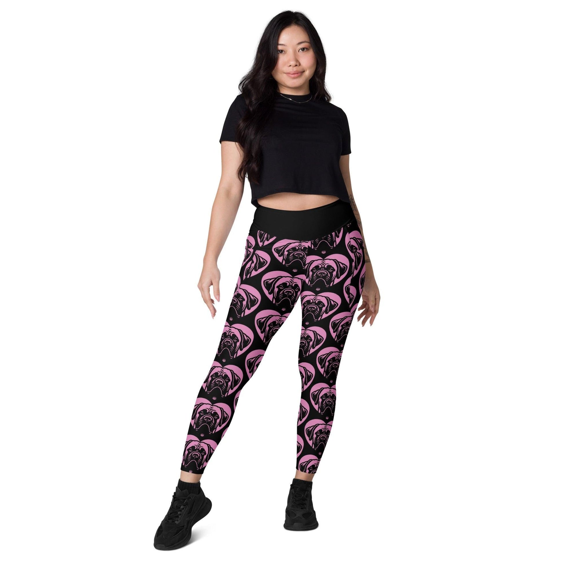 DOG BREED LEGGINGS with pockets - BULLMASTIFF - HERTTAHOUND - pink | SHALMIAK