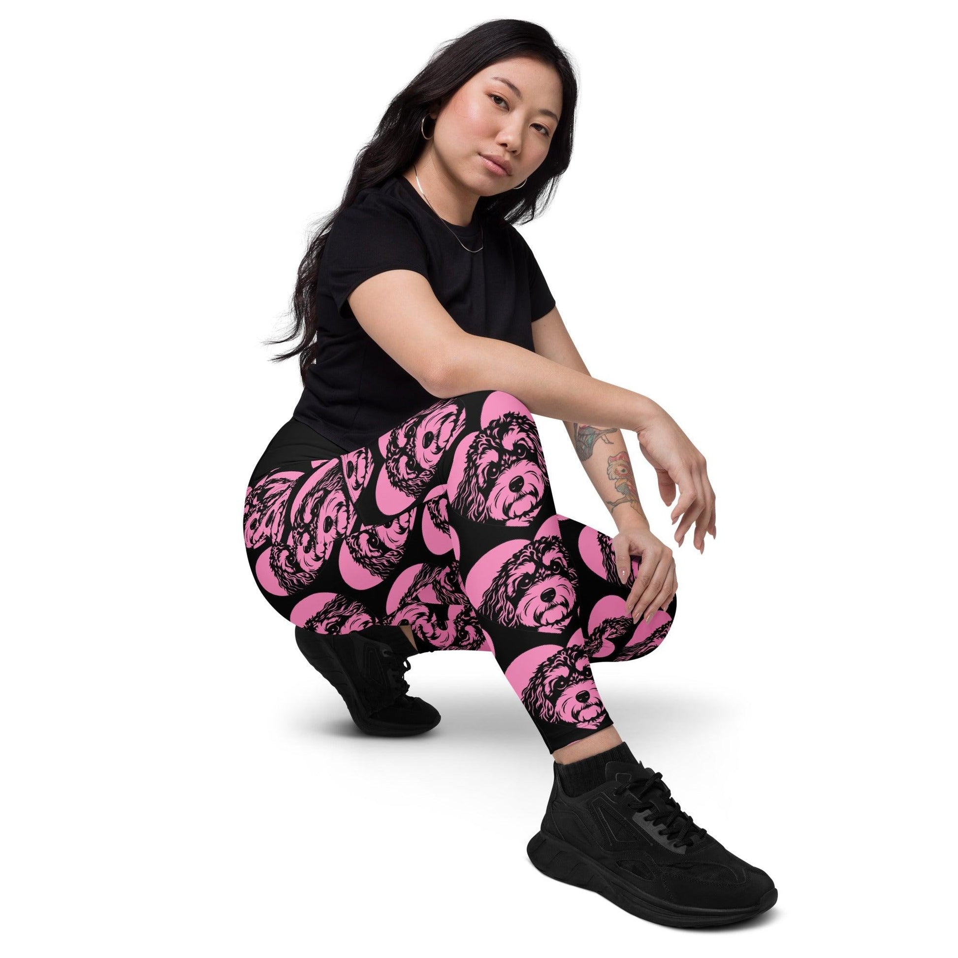DOG BREED LEGGINGS with pockets - CAVAPOO 2 - HERTTAHOUND - pink | SHALMIAK