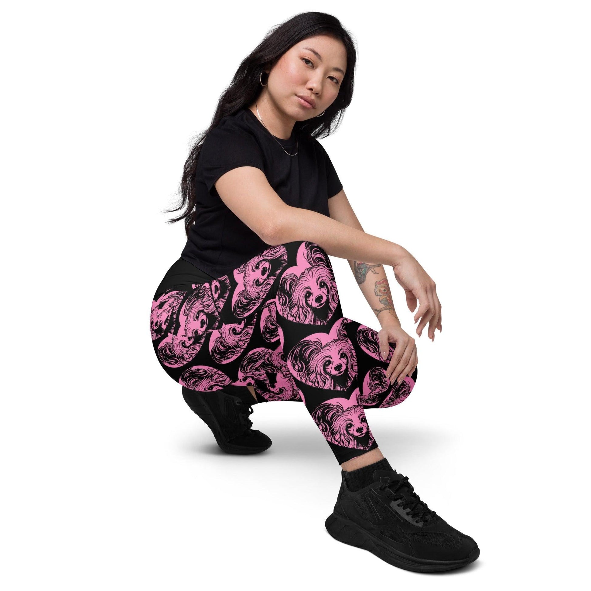 DOG BREED LEGGINGS with pockets - CHINESE CRESTED DOG 2 - HERTTAHOUND - pink | SHALMIAK