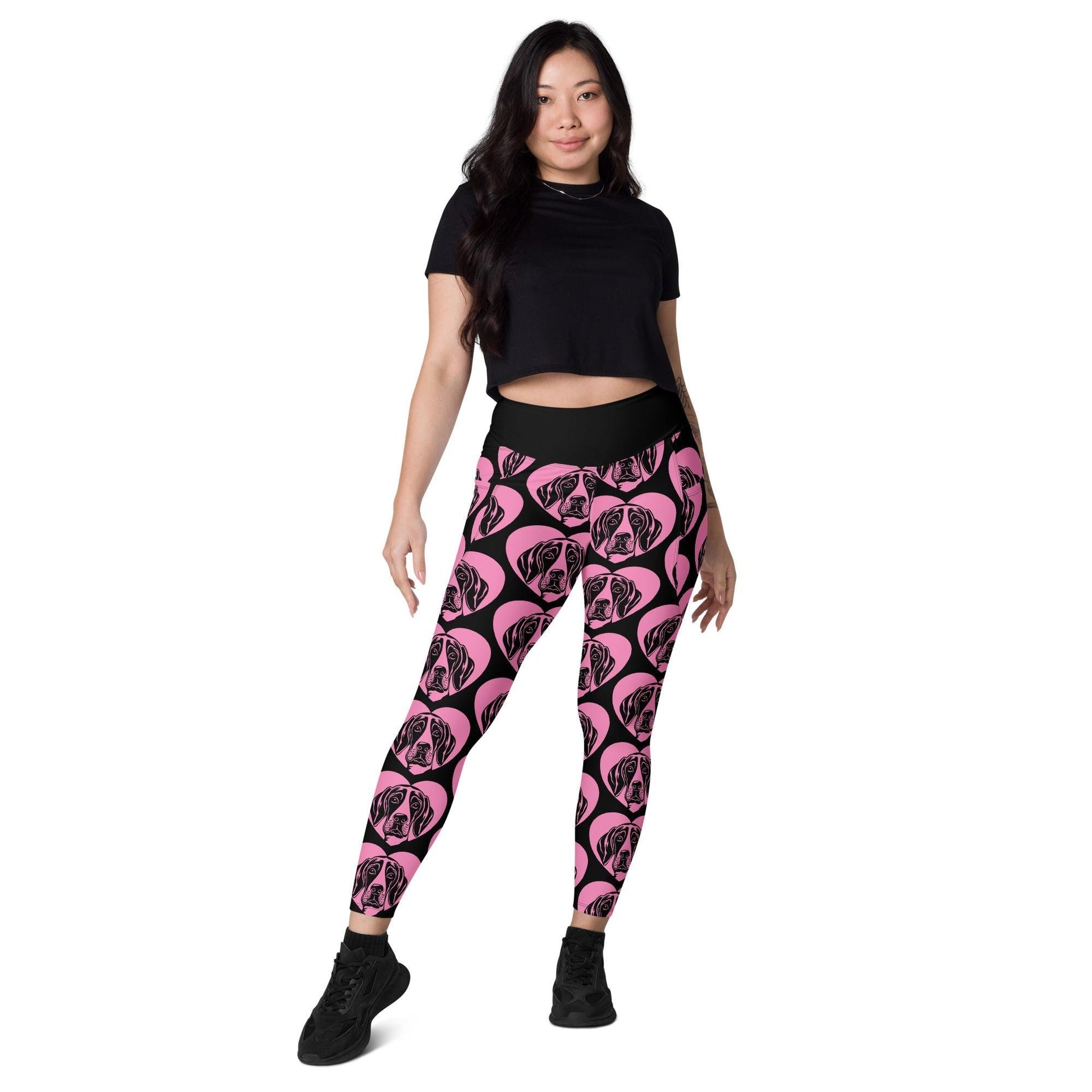 DOG BREED LEGGINGS with pockets - FINNISH HOUND - HERTTAHOUND - pink | SHALMIAK