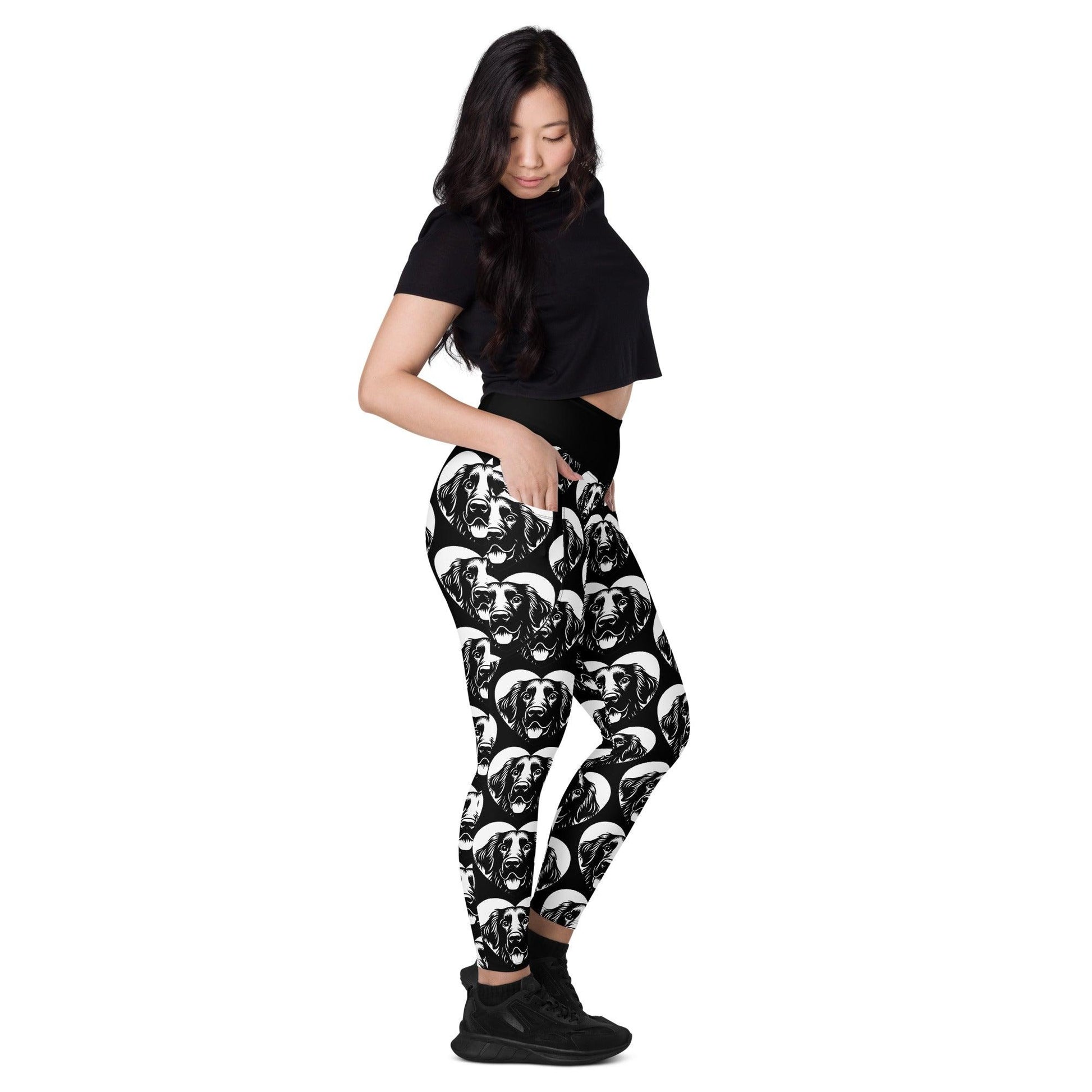 DOG BREED LEGGINGS with pockets - FLAT COATED RETRIEVER - HERTTAHOUND | SHALMIAK