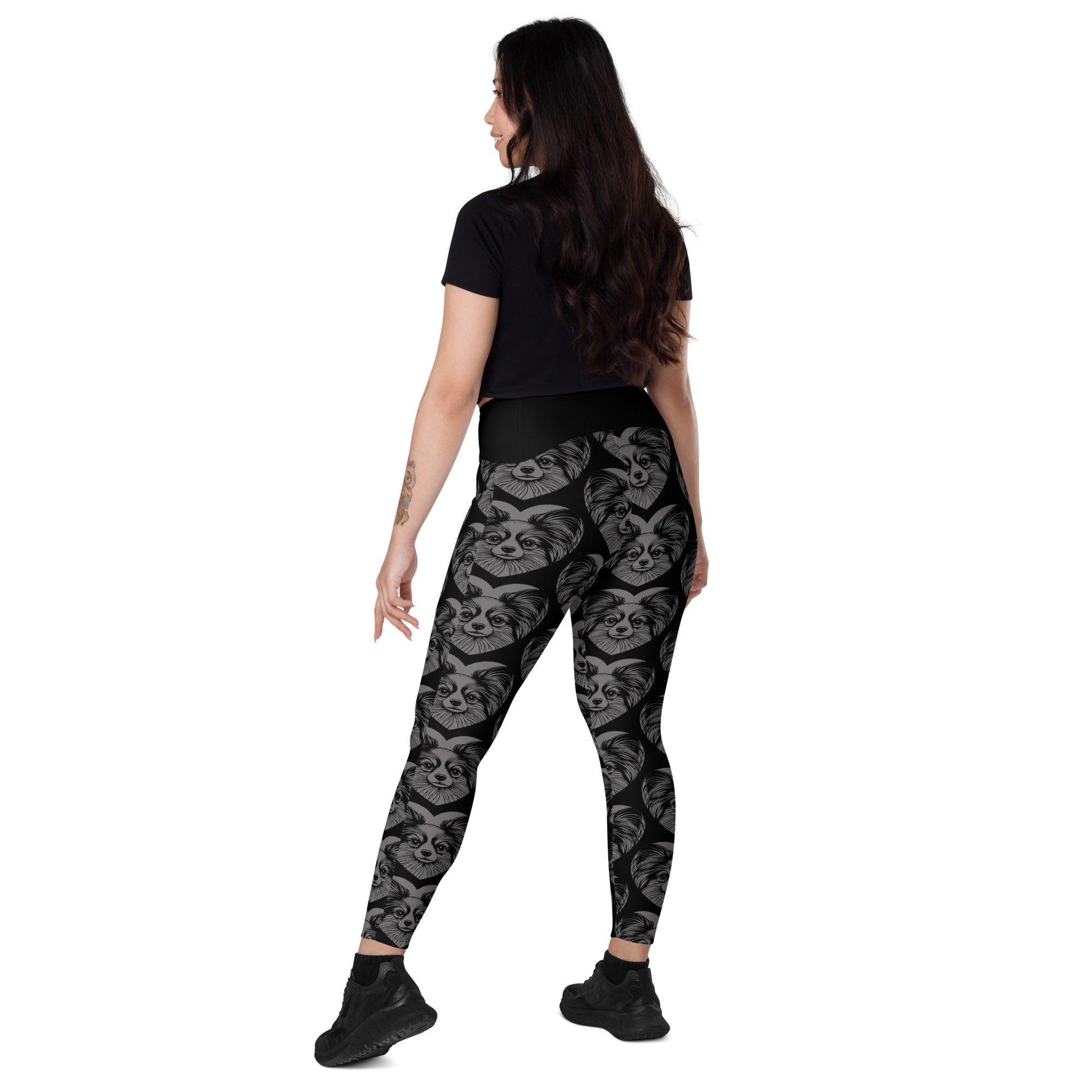 DOG BREED LEGGINGS with pockets - PAPILLON 2 - HERTTAHOUND - grey | SHALMIAK