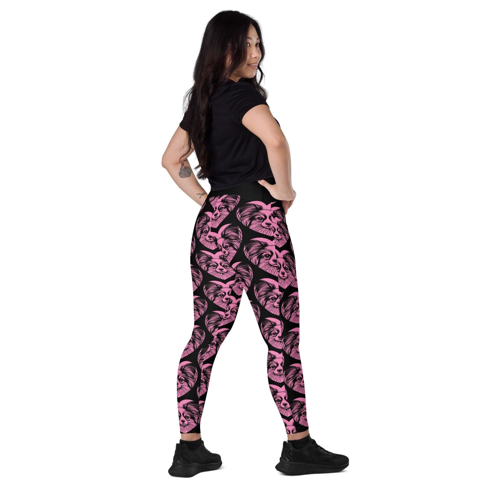 DOG BREED LEGGINGS with pockets - PAPILLON 2 - HERTTAHOUND - pink | SHALMIAK