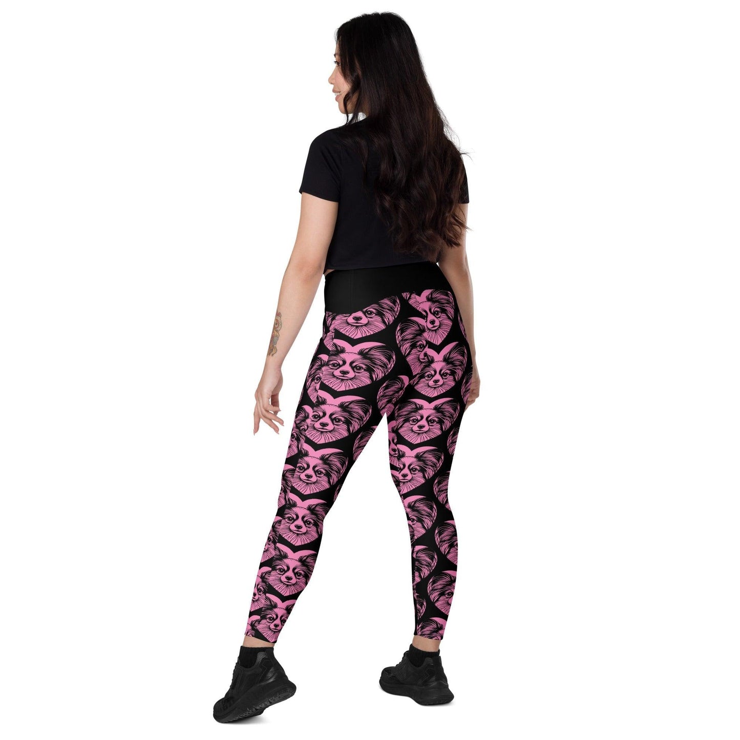 DOG BREED LEGGINGS with pockets - PAPILLON 2 - HERTTAHOUND - pink | SHALMIAK