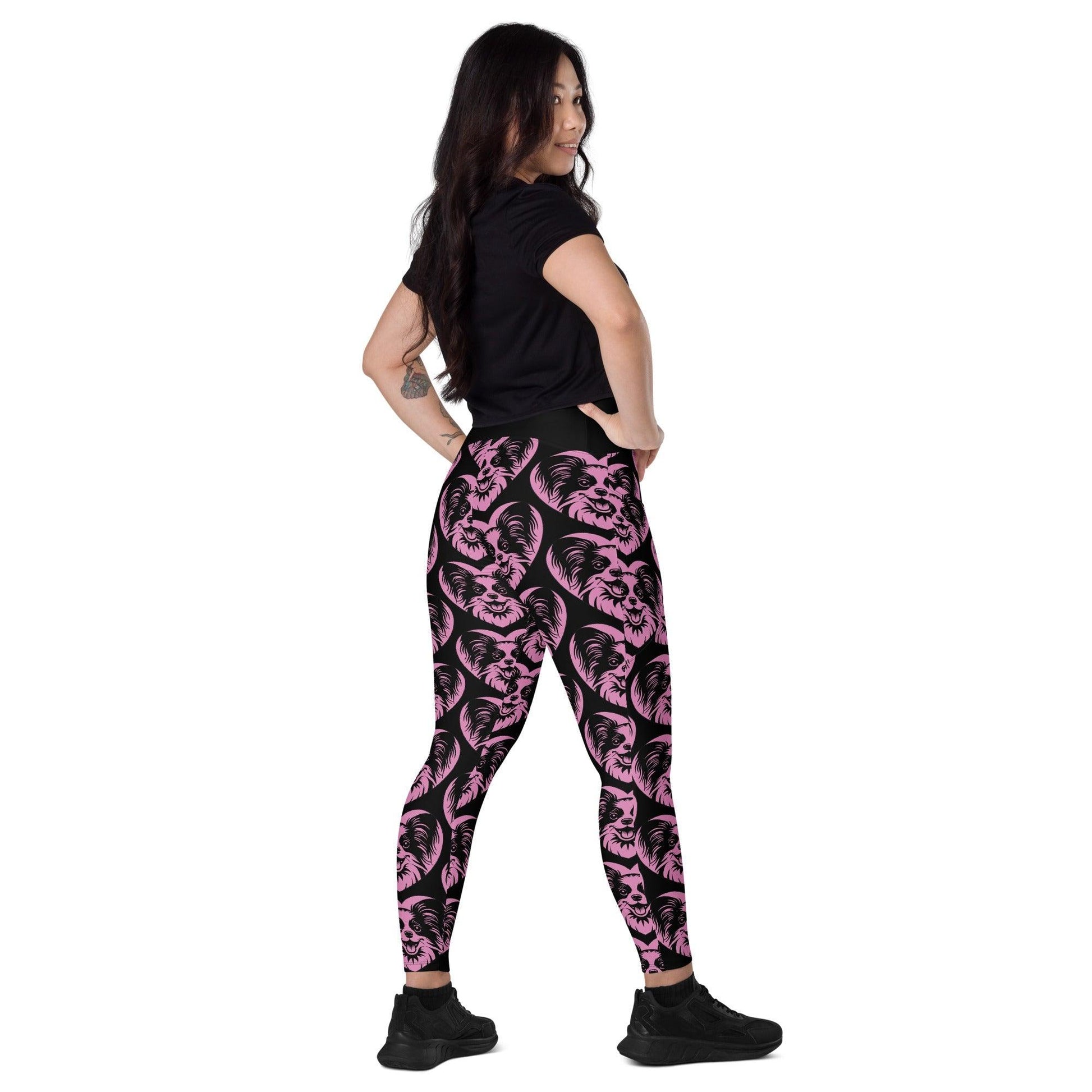 DOG BREED LEGGINGS with pockets - PAPILLON - HERTTAHOUND - pink | SHALMIAK