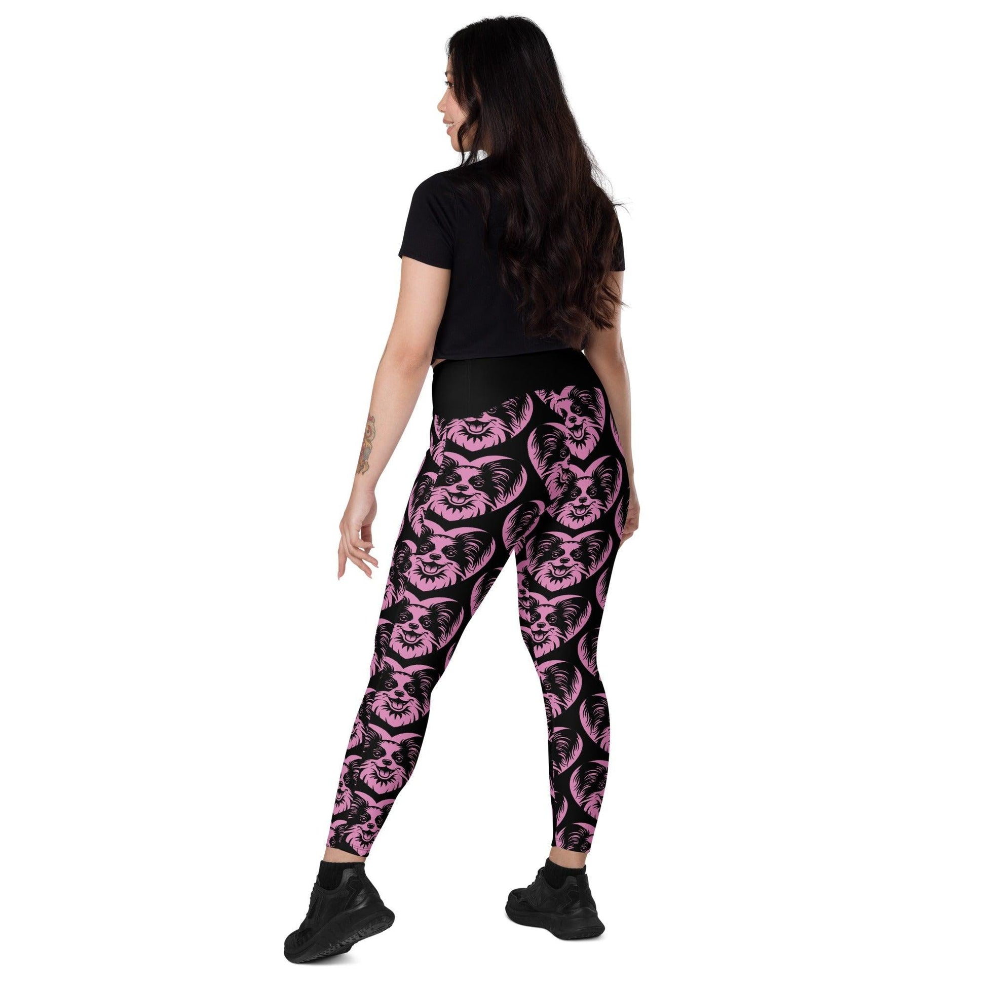 DOG BREED LEGGINGS with pockets - PAPILLON - HERTTAHOUND - pink | SHALMIAK