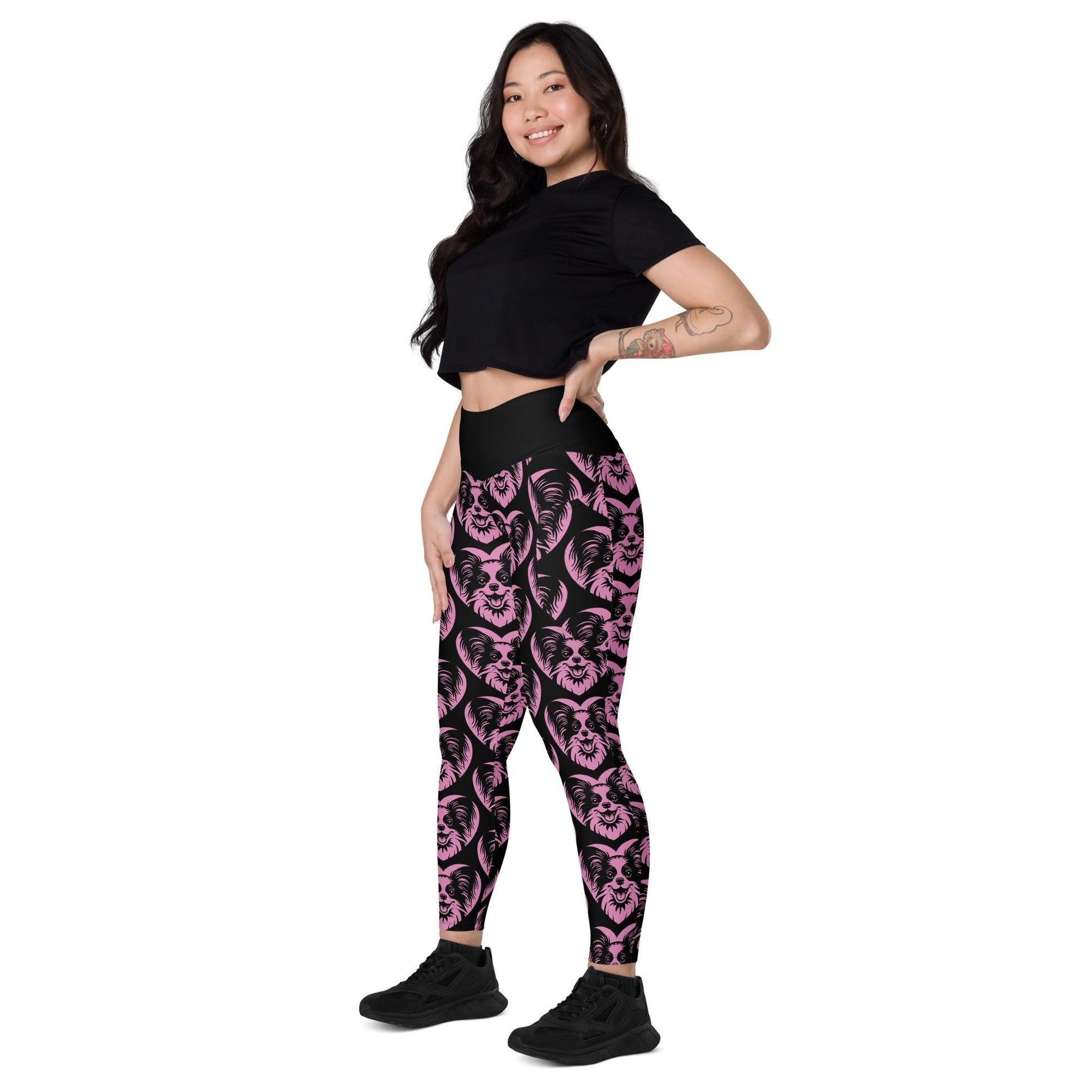 DOG BREED LEGGINGS with pockets - PAPILLON - HERTTAHOUND - pink | SHALMIAK