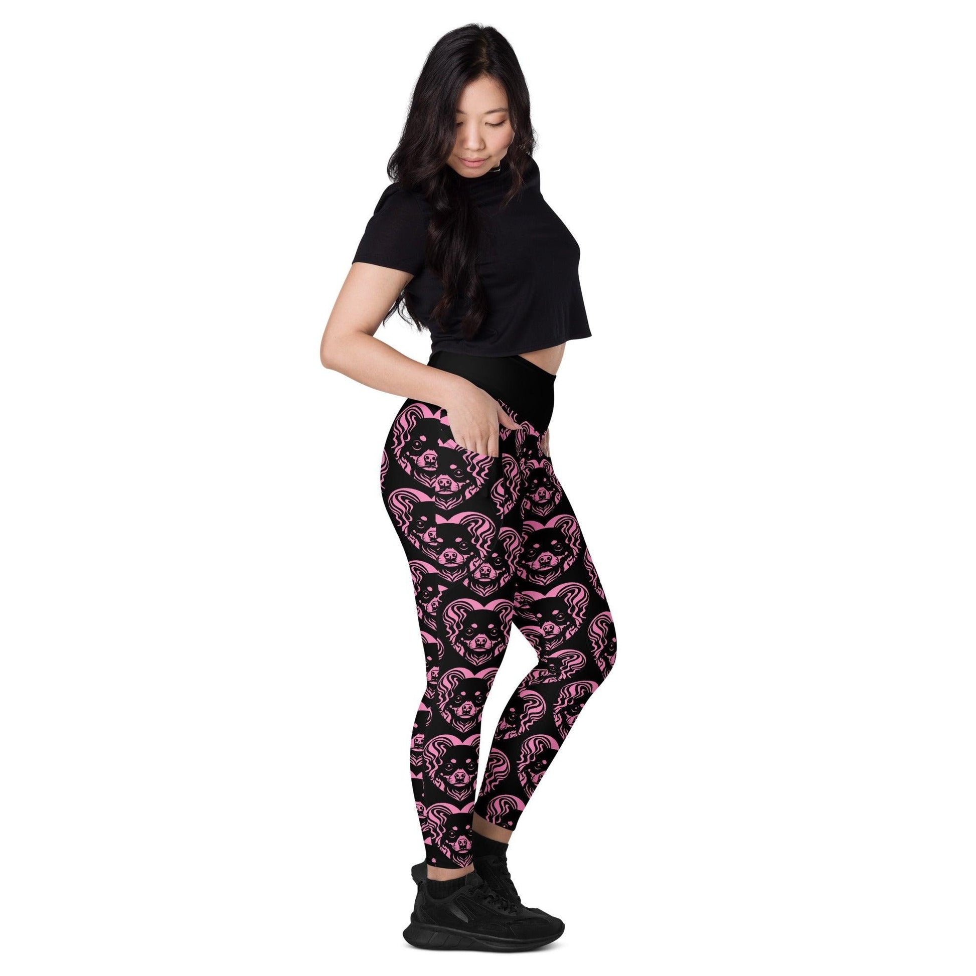 DOG BREED LEGGINGS with pockets - RUSSIAN TOY - HERTTAHOUND - pink | SHALMIAK