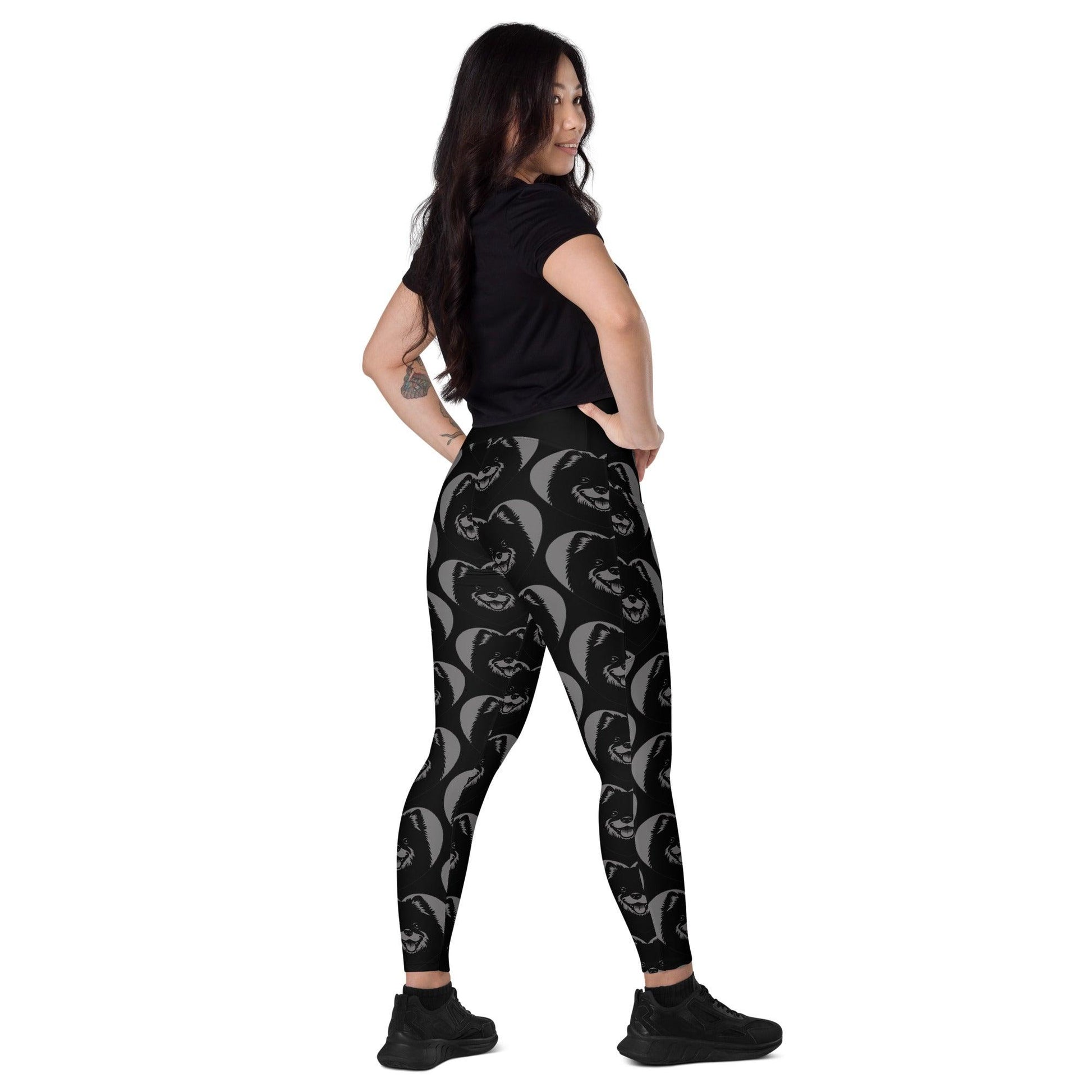 DOG BREED LEGGINGS with pockets - SWEDISH LAPPHUND - HERTTAHOUND - grey | SHALMIAK