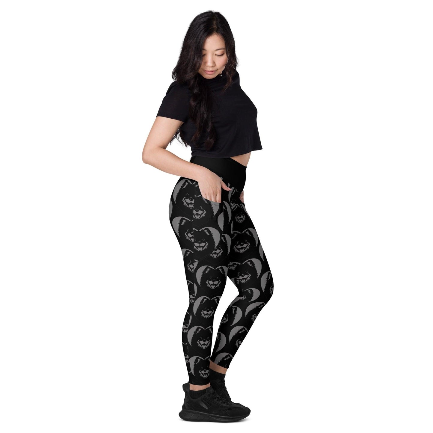 DOG BREED LEGGINGS with pockets - SWEDISH LAPPHUND - HERTTAHOUND - grey | SHALMIAK