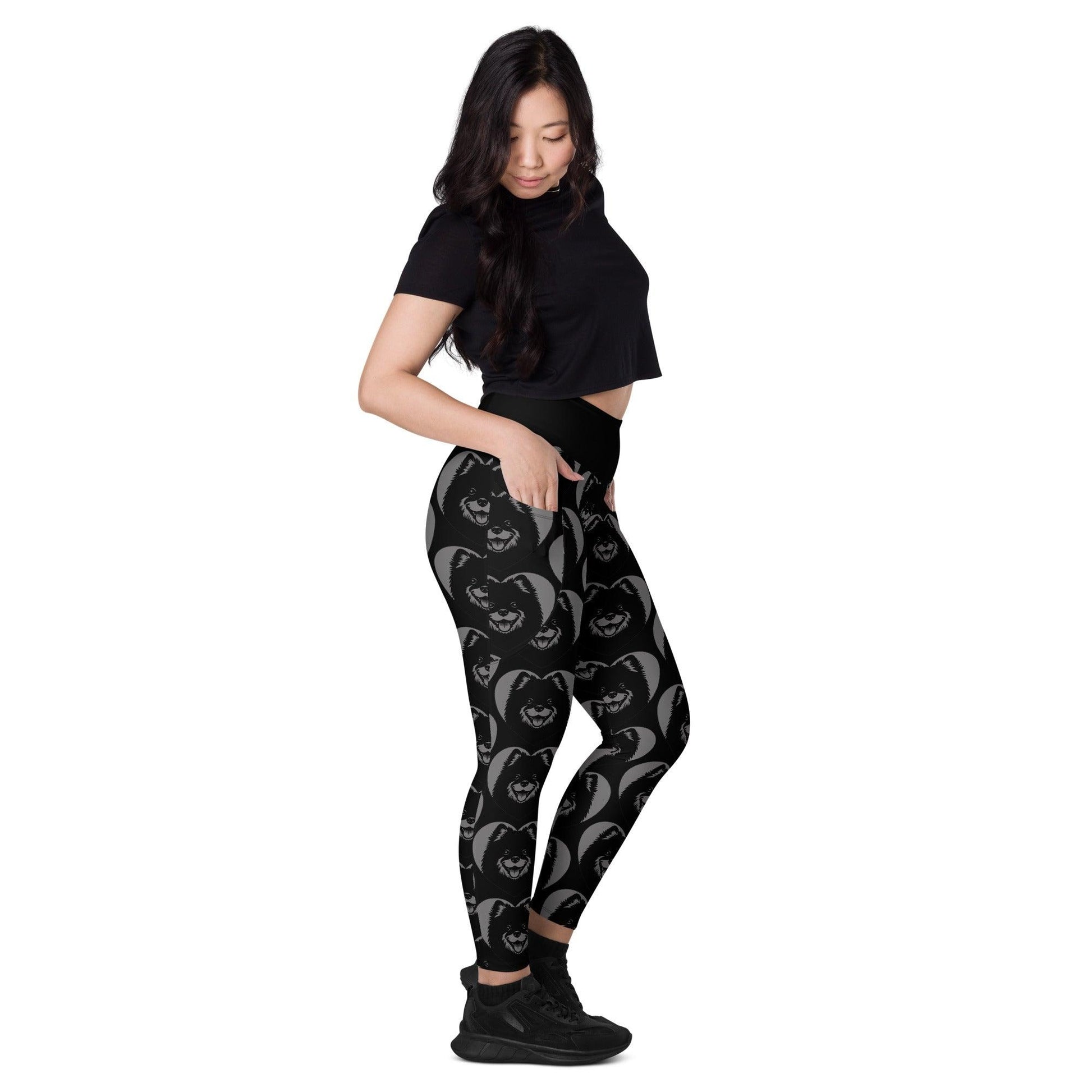 DOG BREED LEGGINGS with pockets - SWEDISH LAPPHUND - HERTTAHOUND - grey | SHALMIAK