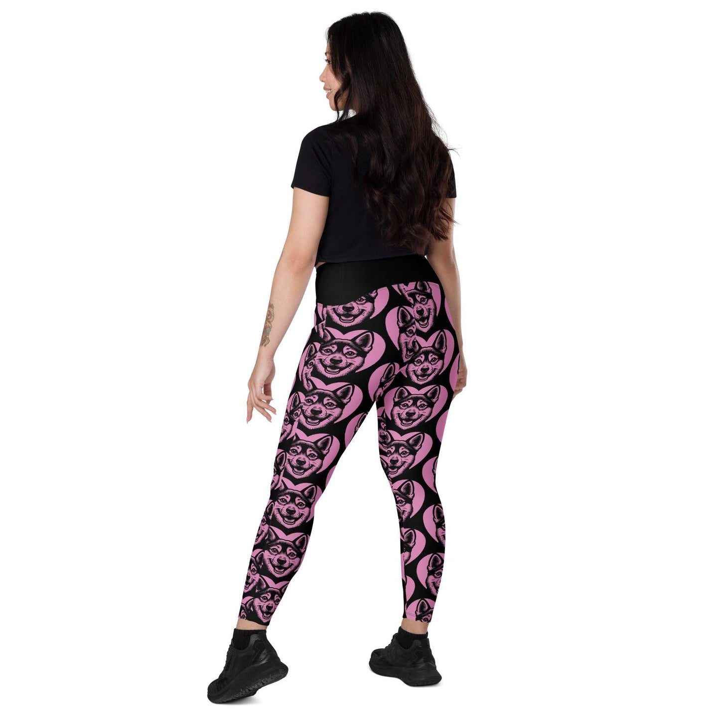 DOG BREED LEGGINGS with pockets - SWEDISH VALLHUND - HERTTAHOUND - pink | SHALMIAK